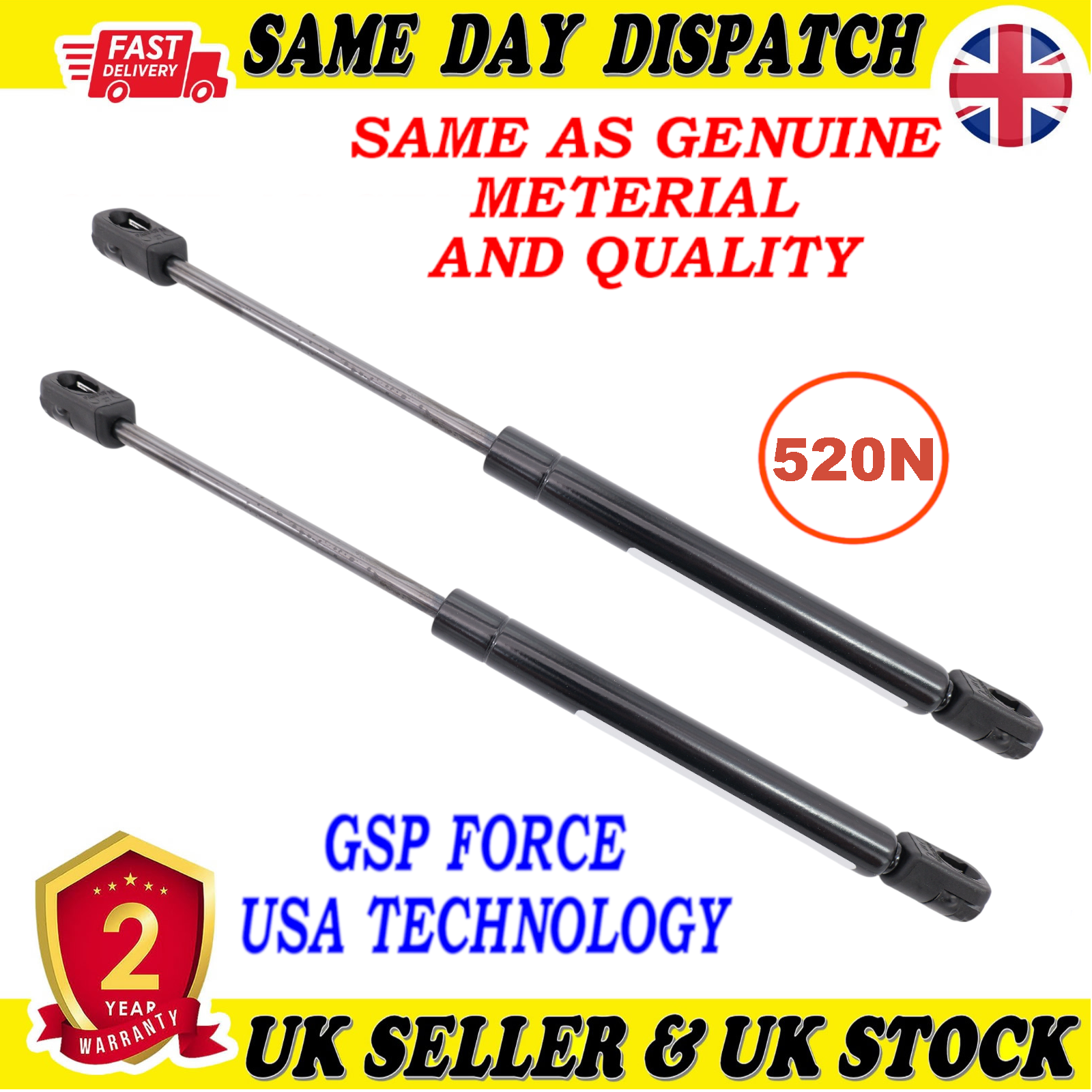 2X TAILGATE BOOT GAS STRUTS 520 Newton FOR AUDI TT  8J7827552