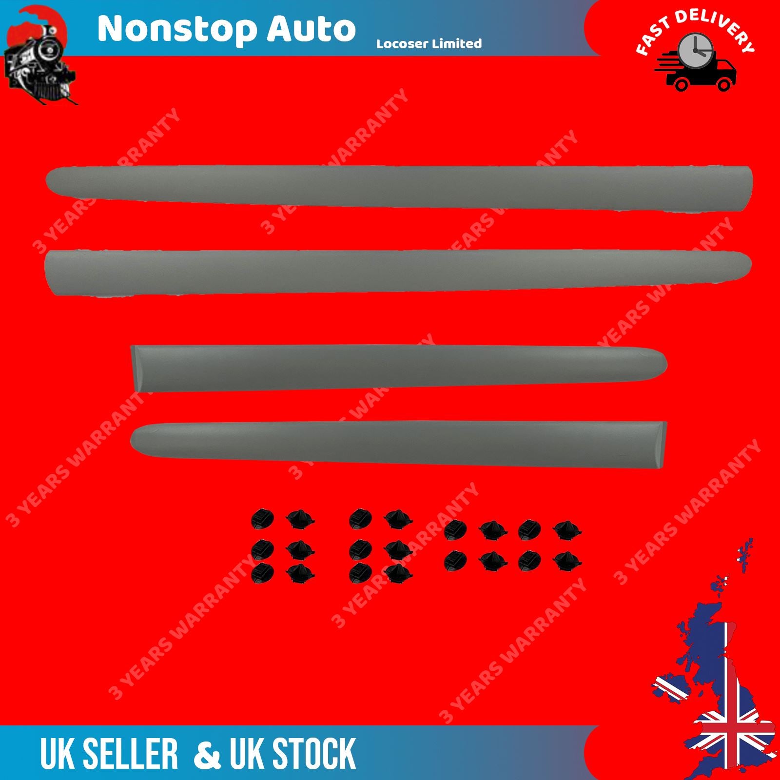 4 X DOOR MOULDING PANEL TRIM STRAP PAINTABLE FOR FRONT & REAR SIDE FITS PEUGEOT 206 8545Y7 8546K9