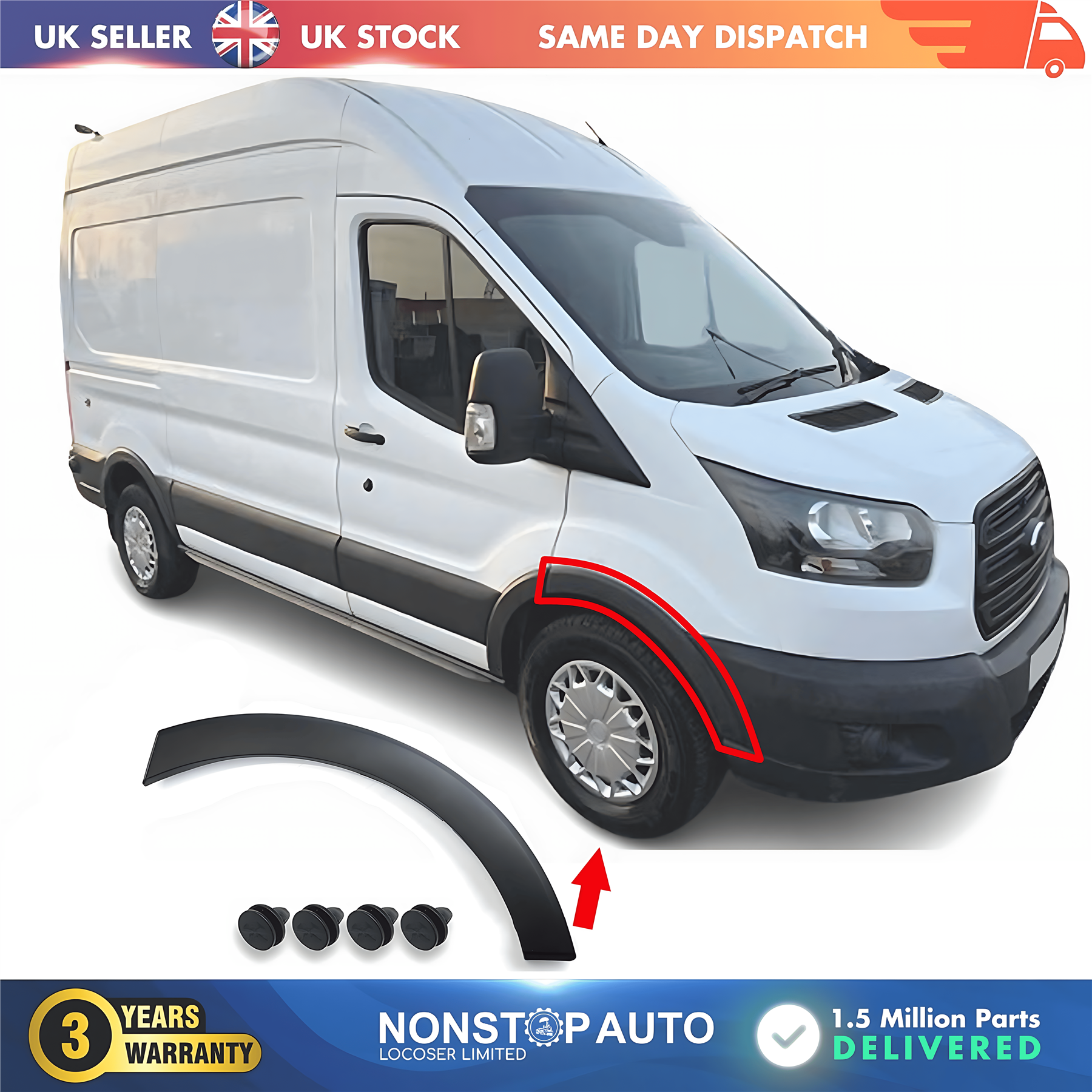 Wheel Arch Trim Moulding Front Right For FORD Transit MK8 08.2013 on 1813669