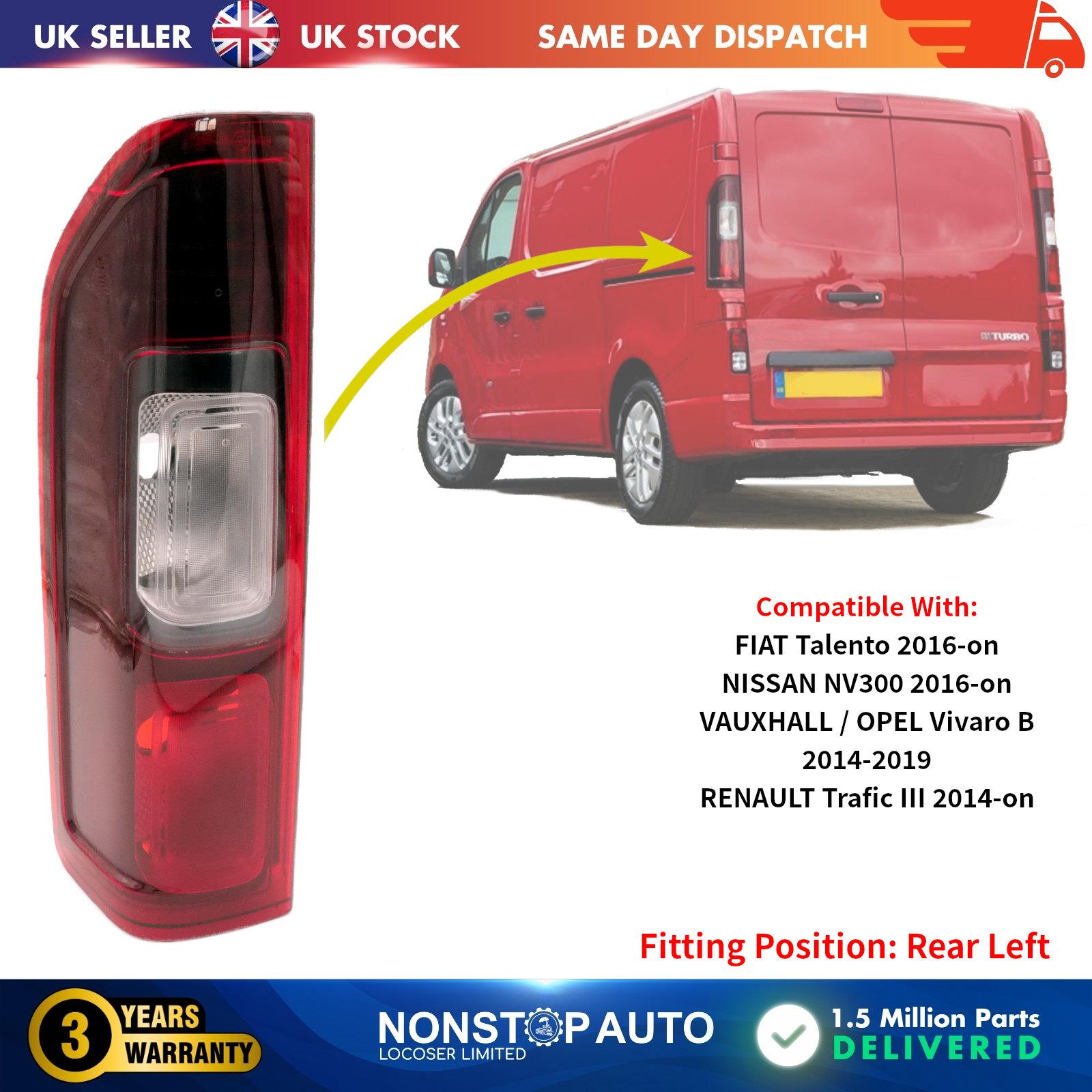 Tail Light Lamp Rear Left Side For FIAT Talento NISSAN NV300 VAUXHALL OPEL Vivaro B RENAULT Trafic III 265556737R