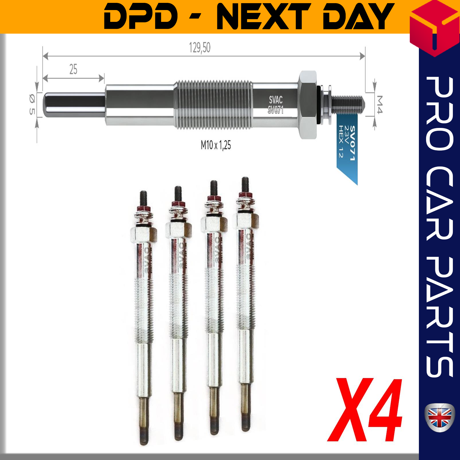 4 X MITSUBISHI CANTER 23 V Glow Plug