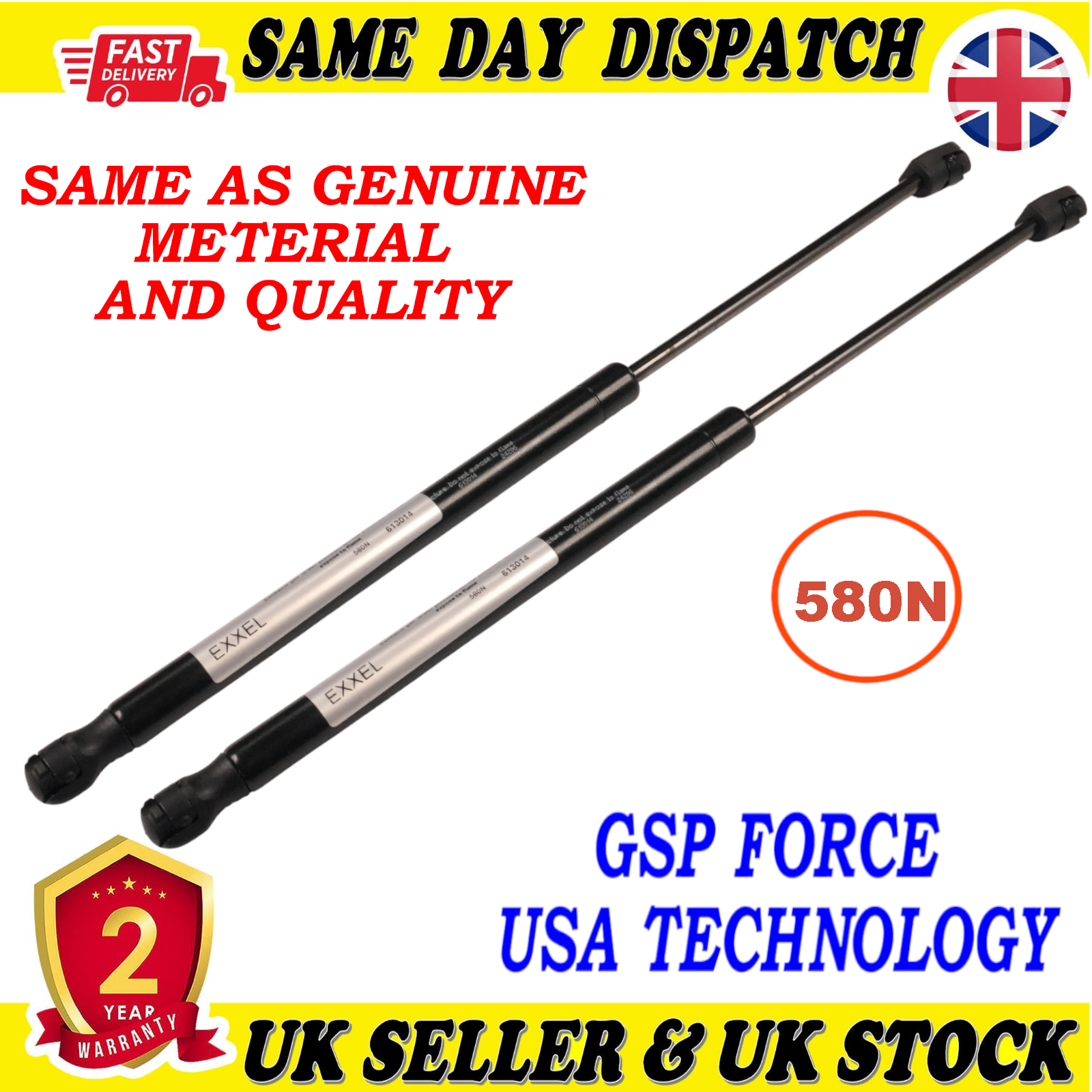 2X TAILGATE BOOT GAS STRUTS 580 Newton FOR VW PASSAT 3AF827550B