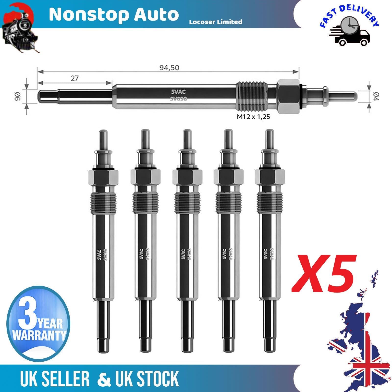 5X Glow Plugs For PUCH PUCH G-Modell G 300 Turbodiesel A0011592001