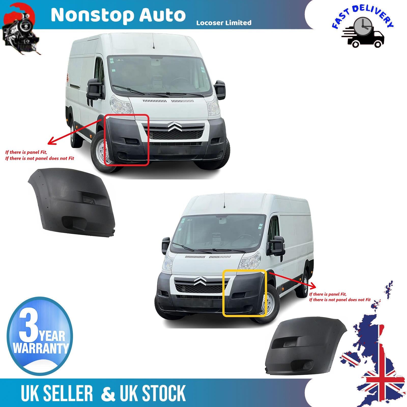 2X Front Bumper Corner Cap R+L No Fog Hole For CITROEN Relay 2006-2014