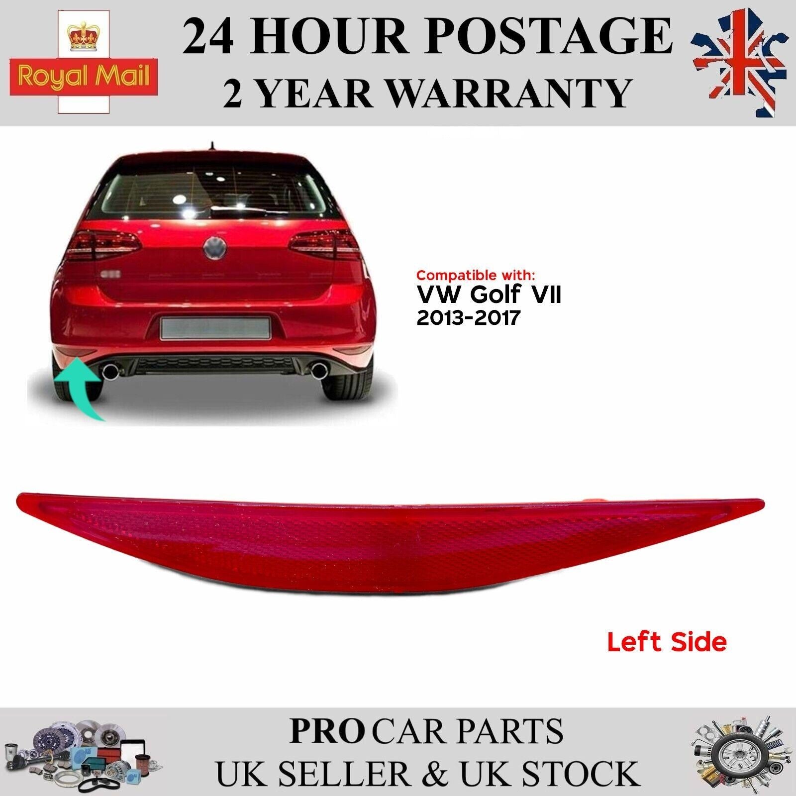 REAR BUMPER REFLECTOR LEFT SIDE FOR VW GOLF MK7 2013-2017 5G0945105