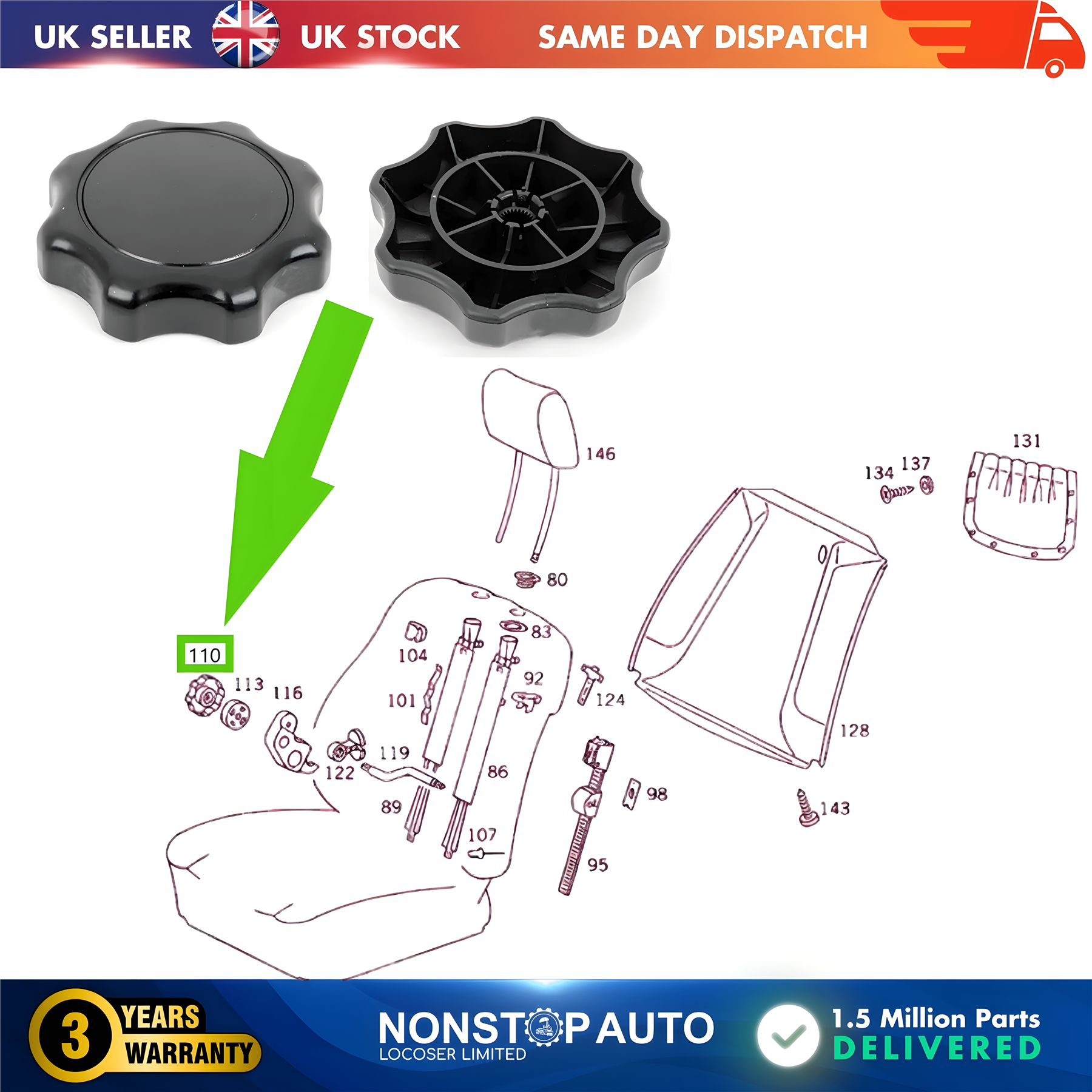 Handwheel Backrest Seat Adjuster Wheel For MERCEDES W124 W126 W638 A1249180026