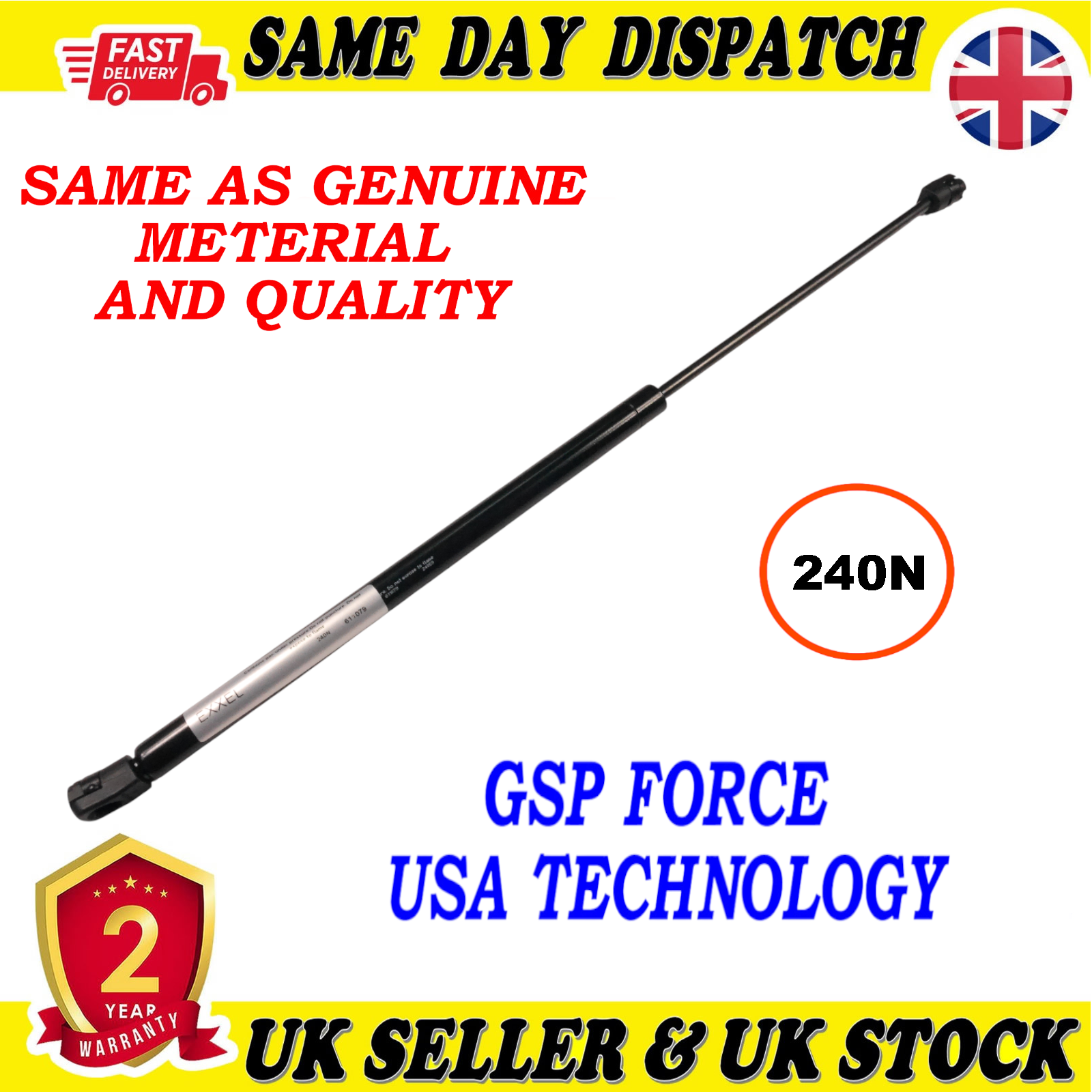 TAILGATE BOOT GAS STRUTS 240 Newton FOR VAUXHALL CORSA D 176414