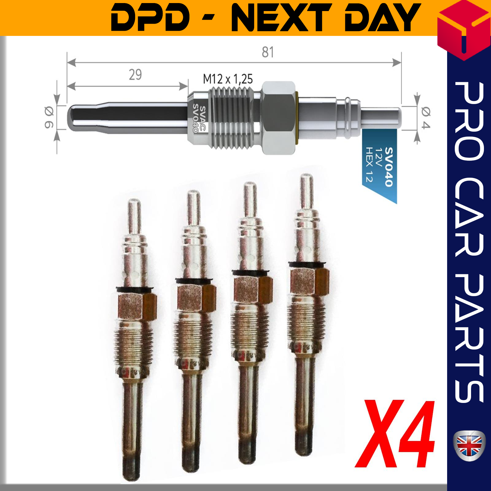 4 X ALFA ROMEO ALFA 145-146-147-156-166 1.9 JTD / 2.4 JTD / FIAT BRAVO-DOBLO-IDEA-MAREA-PALIO 1.9 JTD Glow Plug