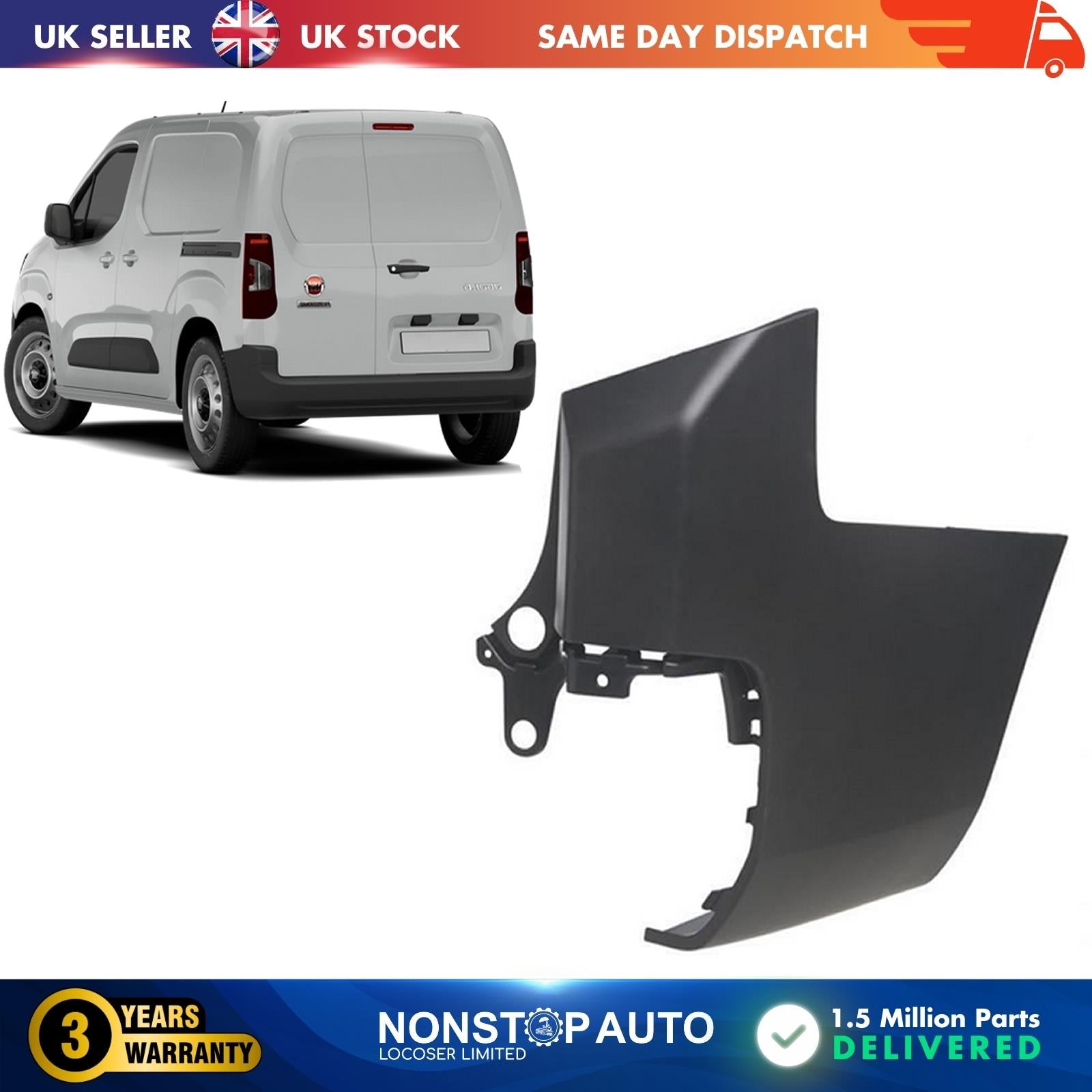 REAR LEFT SIDE BUMPER CORNER SINGLE DOOR FOR CITROEN BERLINGO VAUXHALL COMBO PEUGEOT PARTNER TOYOTA  PROACE FIAT DOBLO  9816806480