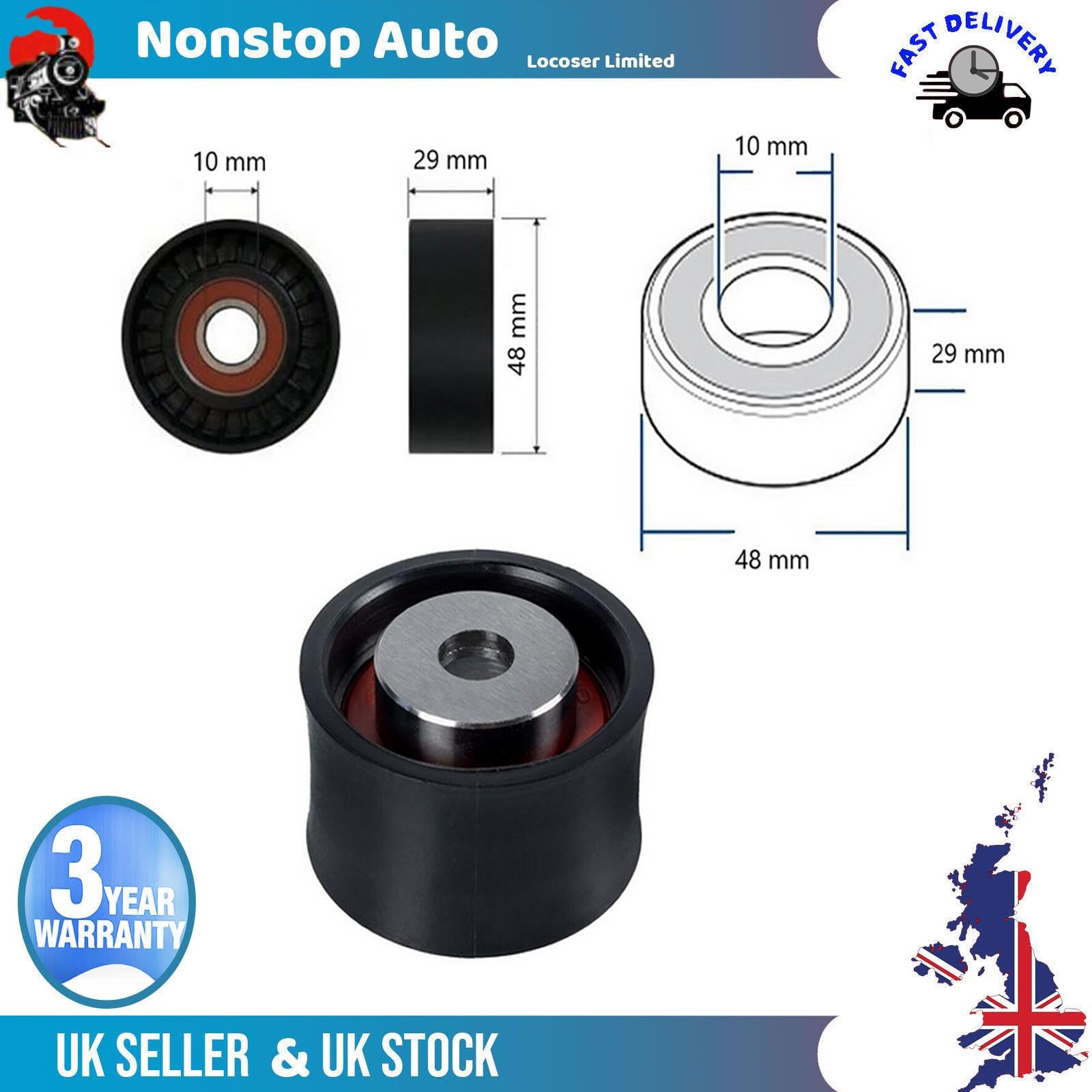 Fan Belt Tensioner Pulley - V - Ribbed Belt Idler For FORD Cougar Orion III
