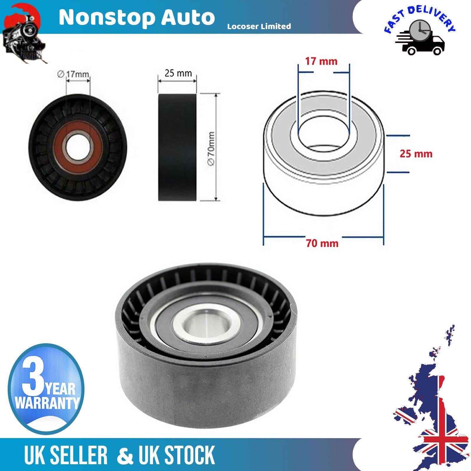 Fan Belt Tensioner Pulley -V- Ribbed Belt Idler For PEUGEOT Partner Boxer 575155