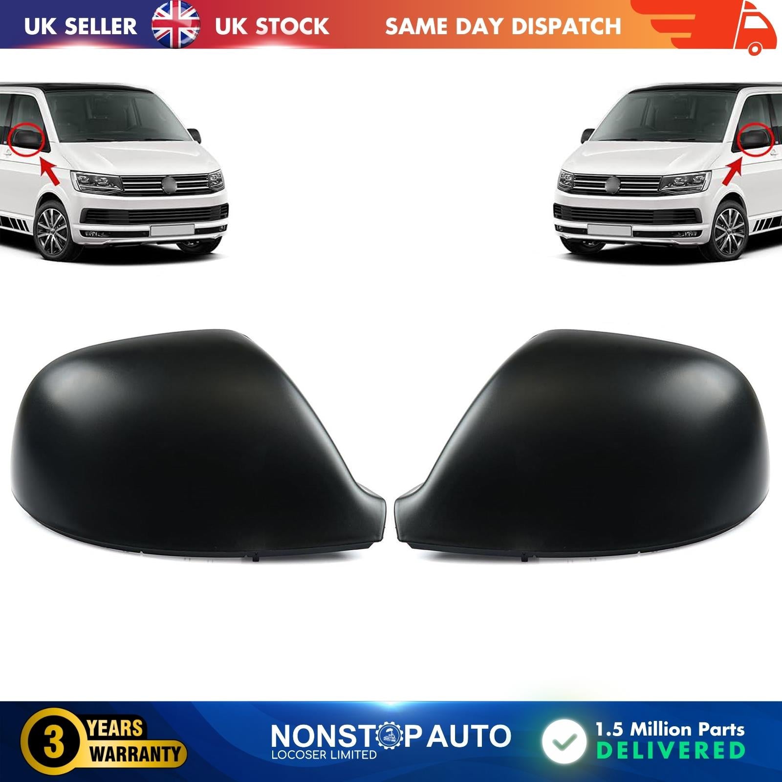 2X DOOR wing mirror cover FITS VW AMAROK PICKUP MULTIVAN T5 T6  7E1857572G