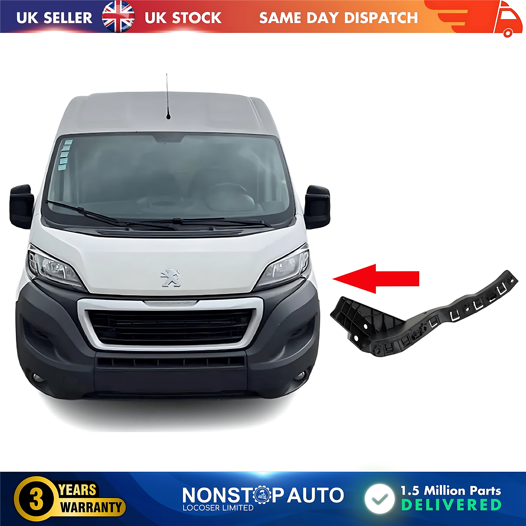 Front Bumper Bracket Holder Small Left For PEUGEOT Boxer 2014 on 1612522080
