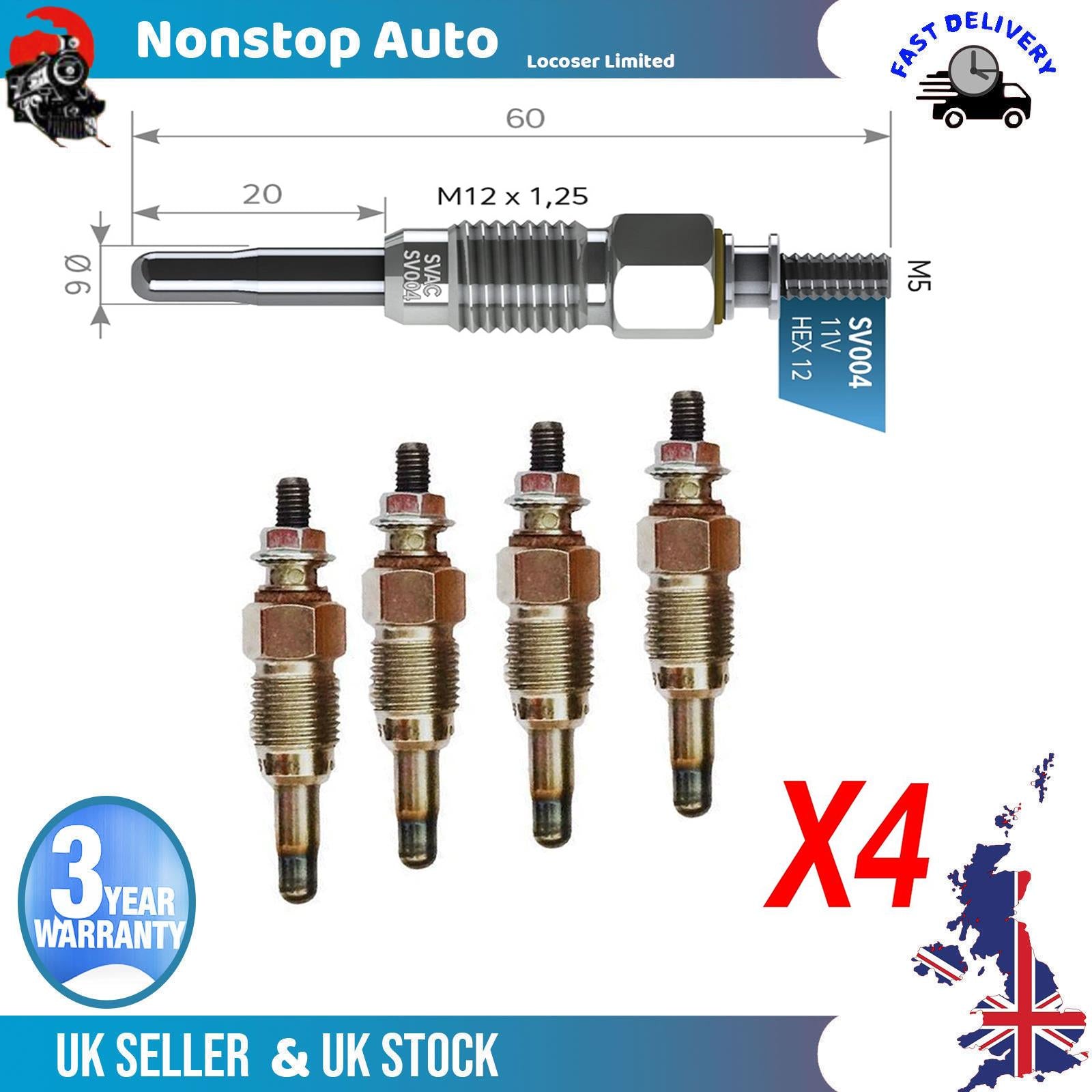 4X Glow Plugs For VOLVO 240 740 760 780 940 I II 960 1257141
