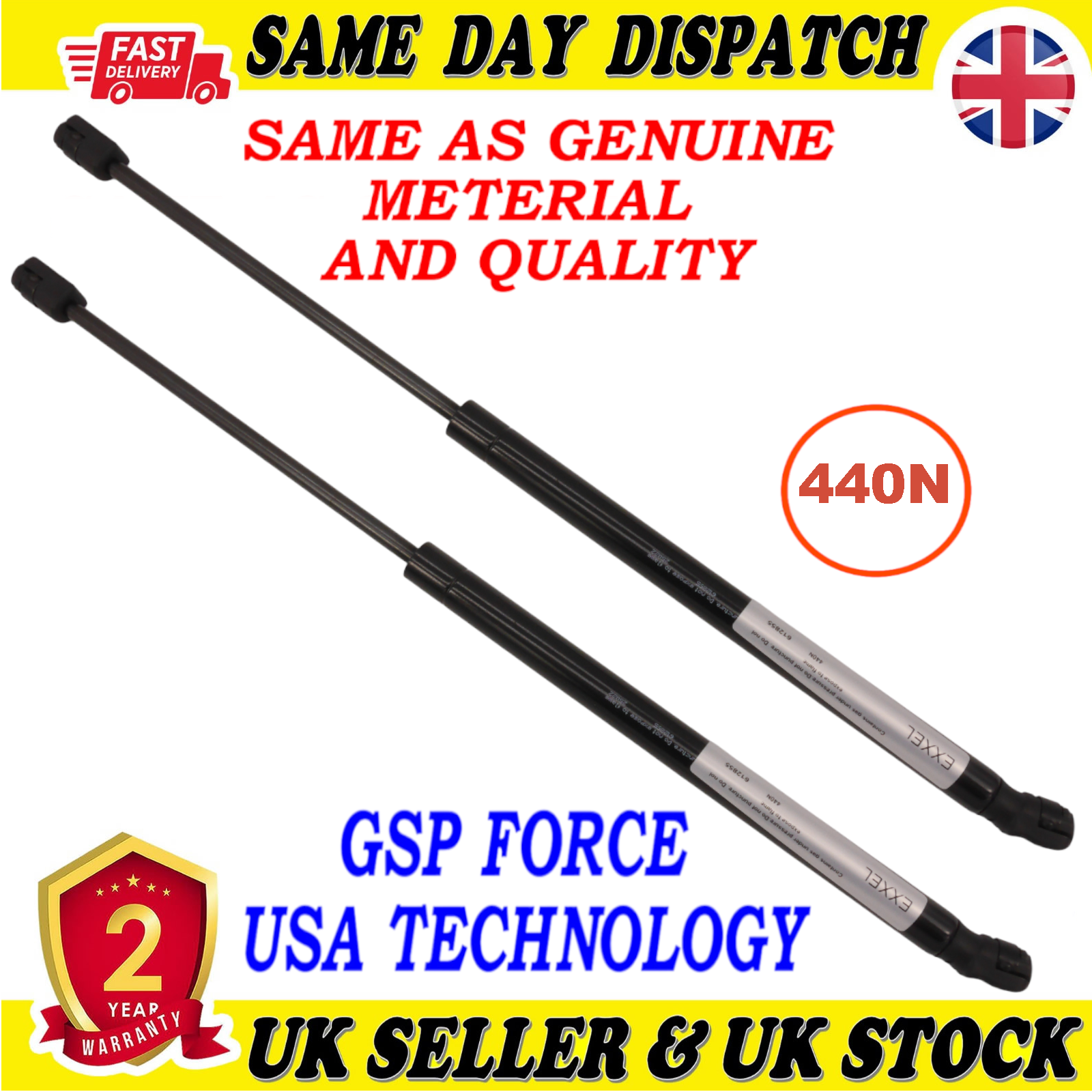 2X TAILGATE BOOT GAS STRUTS 440 Newton FOR SEAT LEON SC 5F3827550A