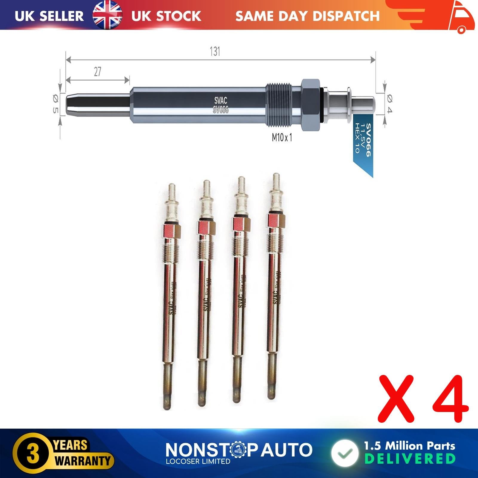 4X Glow Plugs For PREMIER Padmini 1.4 D 05080046AA