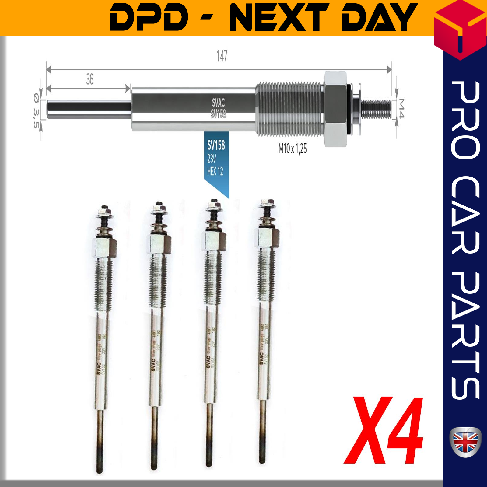 4 X ISUZU ISUZU NOVA 4HK1 Glow Plug