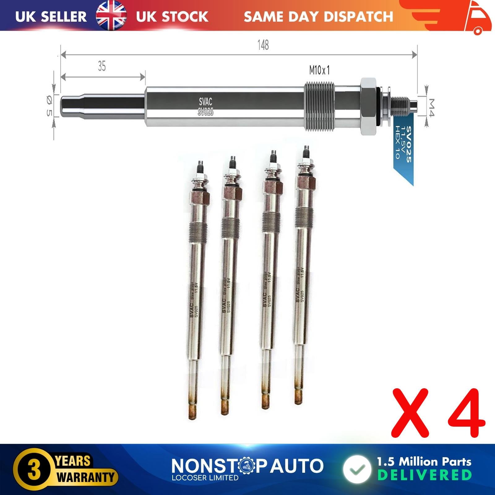 4X Glow Plugs For JAGUAR X-Type I 2.0 2.2 D 02JD61164