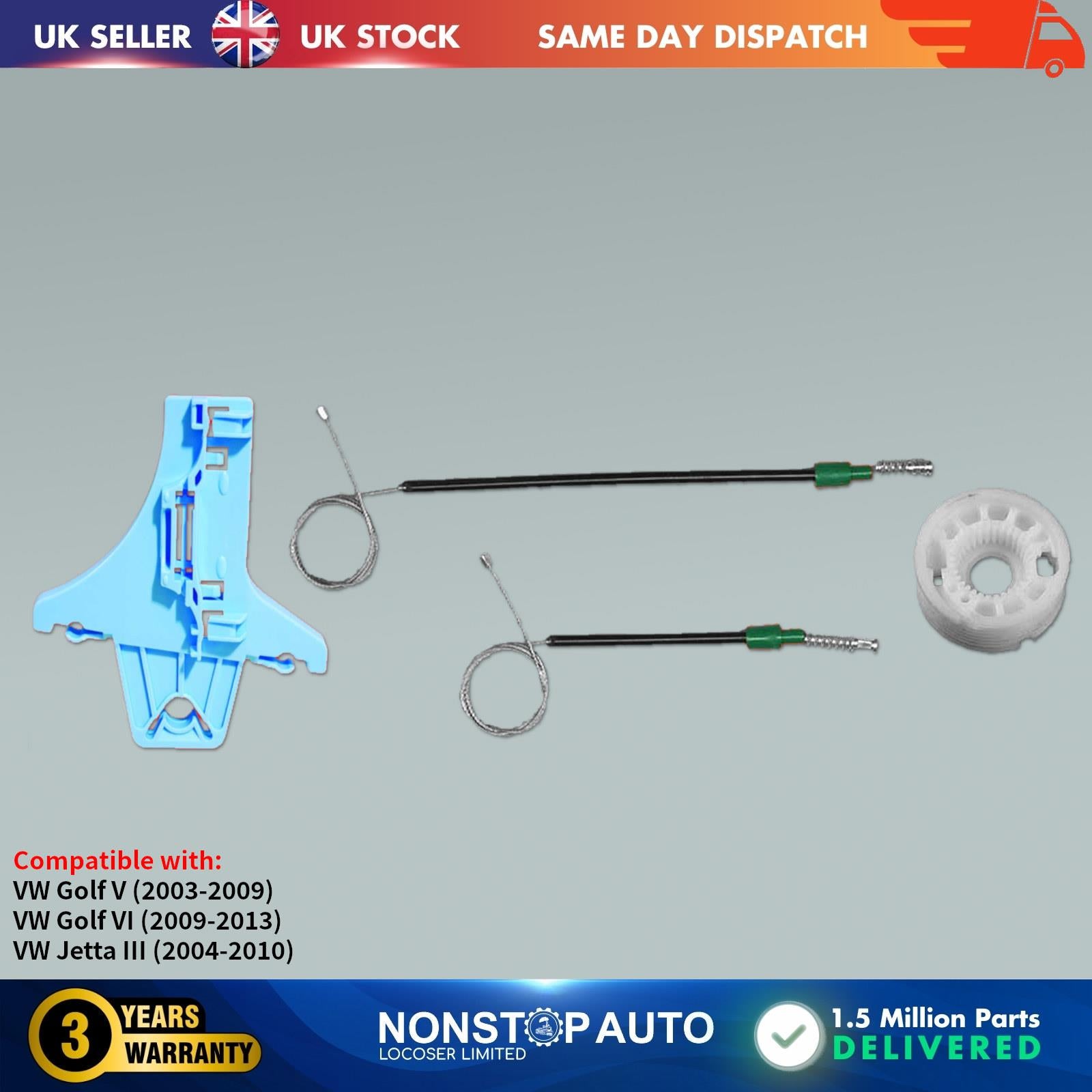Fits VW Golf V MK5 Jetta III Window Regulator Repair Kit Rear Left Side 1K4839461A
