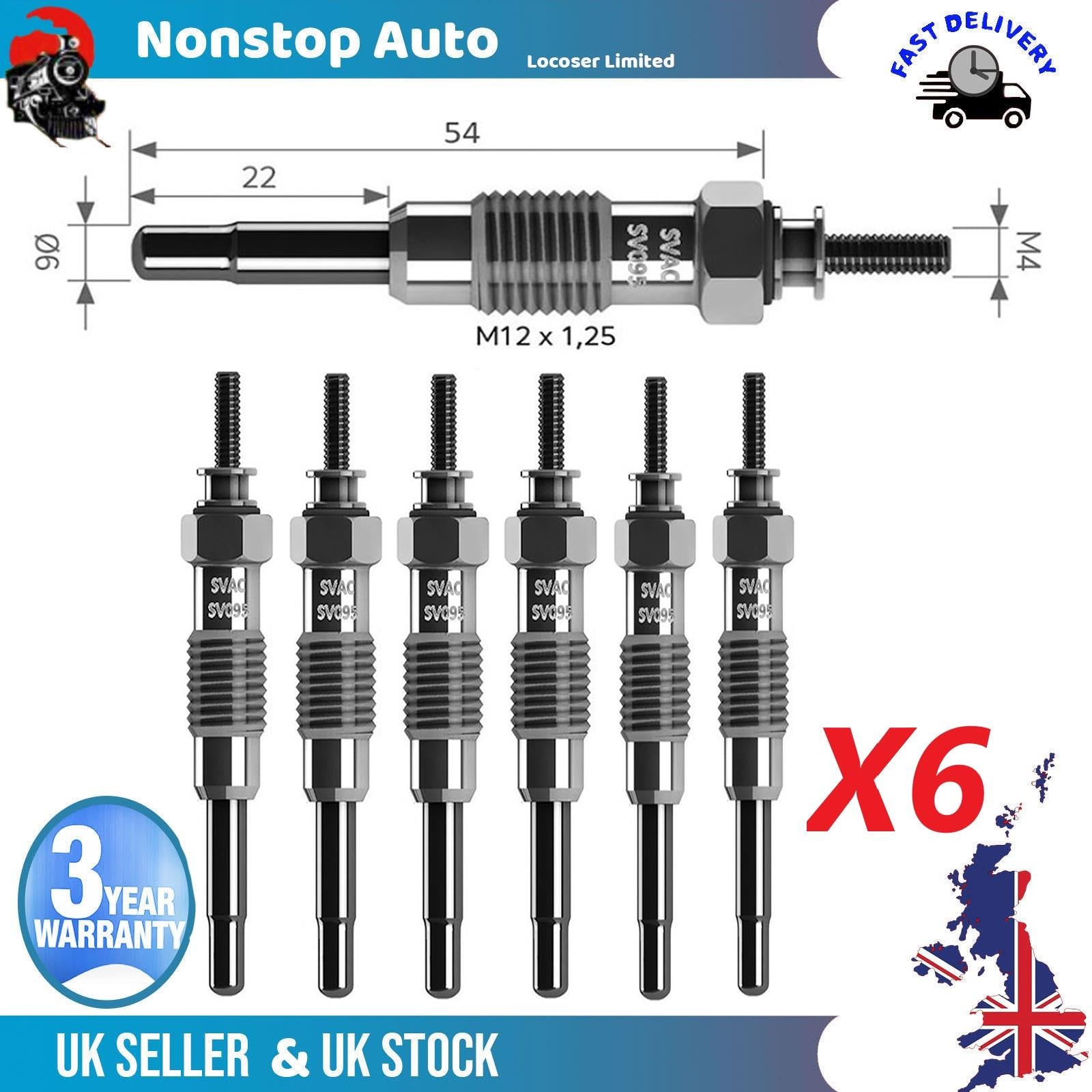 6X Glow Plugs For DAEWOO Korando Musso Rexton 11593601