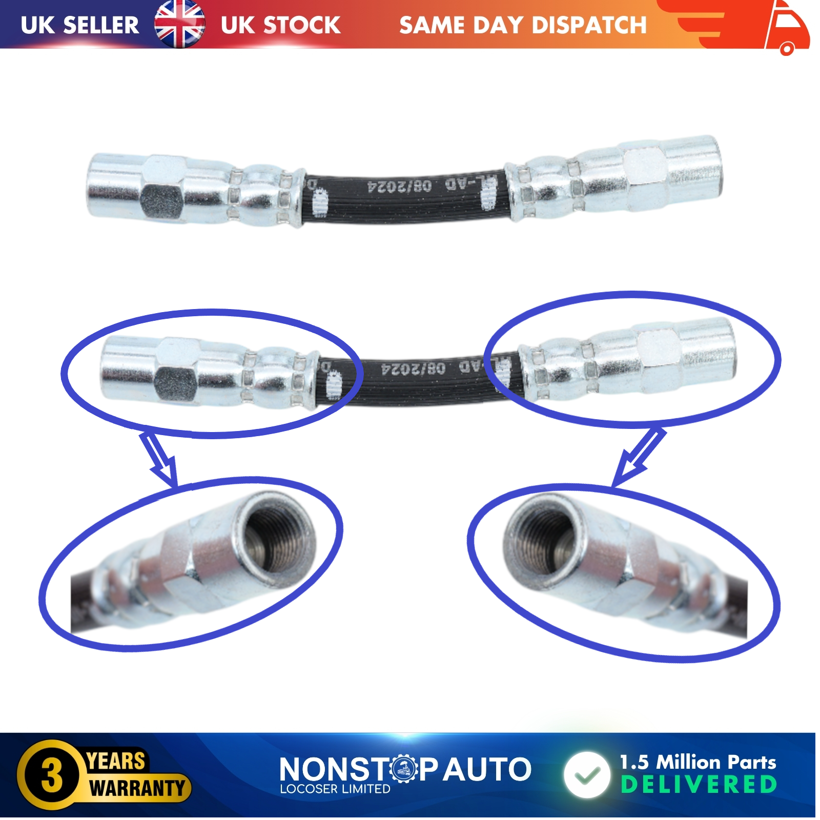 2X Front Right Brake Hose Pipe For BMW 5 E39 7 E38 8 E31    34321162612
