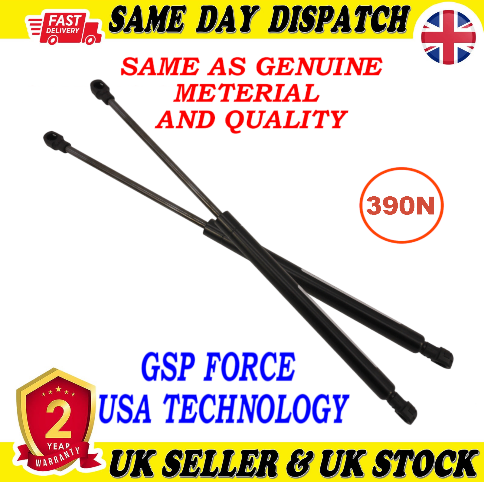 2X TAILGATE BOOT GAS STRUTS 390 Newton FOR TOYOTA YARIS 689500D020