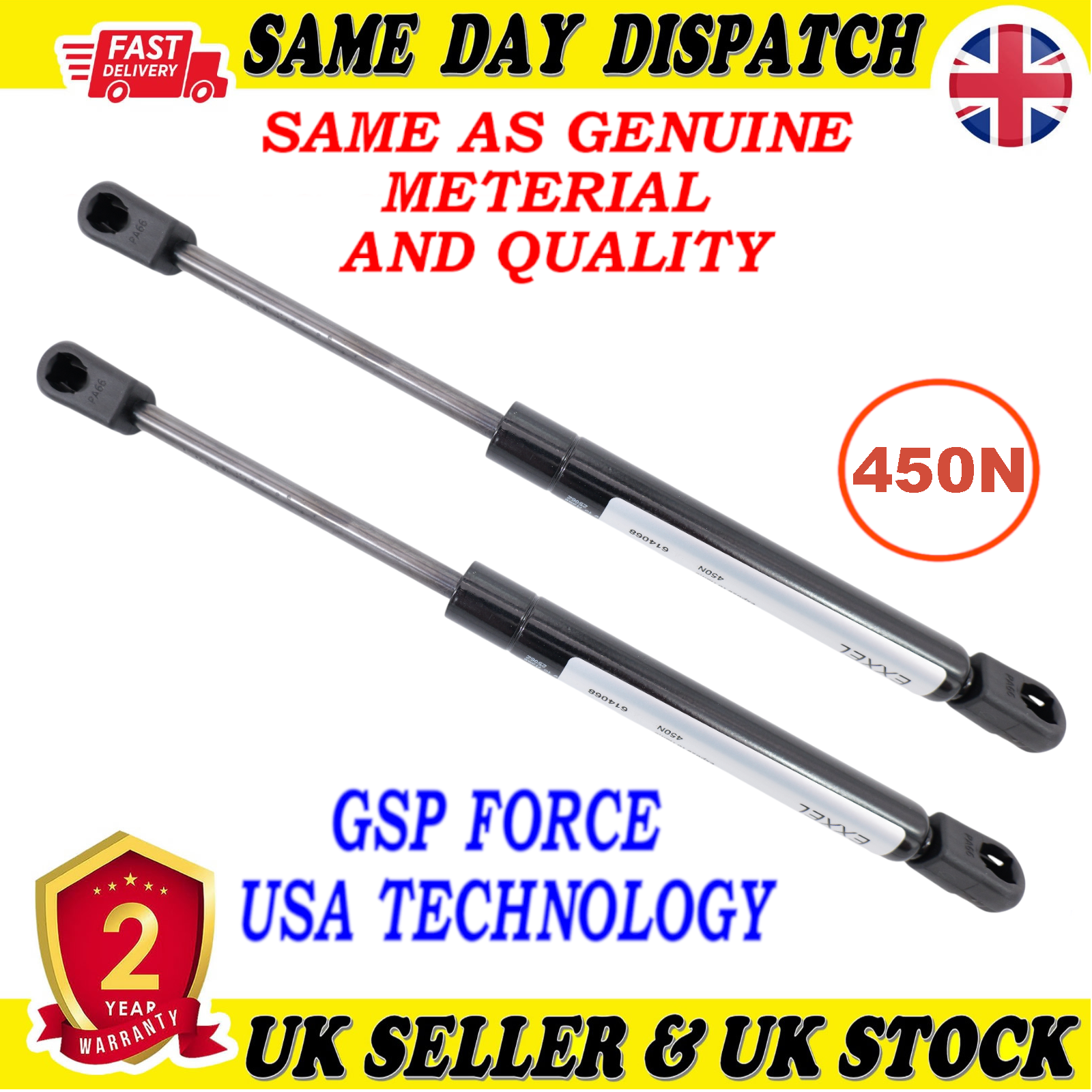 2X TAILGATE BOOT GAS STRUTS 450 Newton FOR VOLVO V70 III XC70 II  30649516