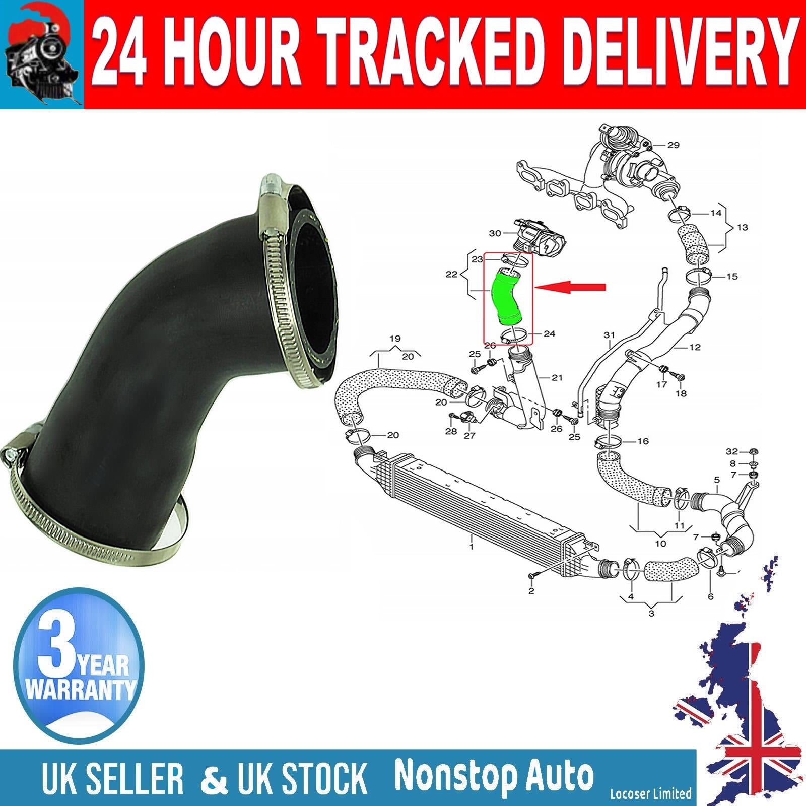 TURBO INTERCOOLER HOSE PIPE FOR AUDI A3 Q3 TT SEAT ALHAMBRA ALTEA LEON SKODA OCTAVIA II SUPERB II YETI VW BEETLE CADDY III CC B7 EOS GOLF PLUS V GOLF VI JETTA III JETTA IV PASSAT SCIROCCO III SHARAN TIGUAN TOURAN