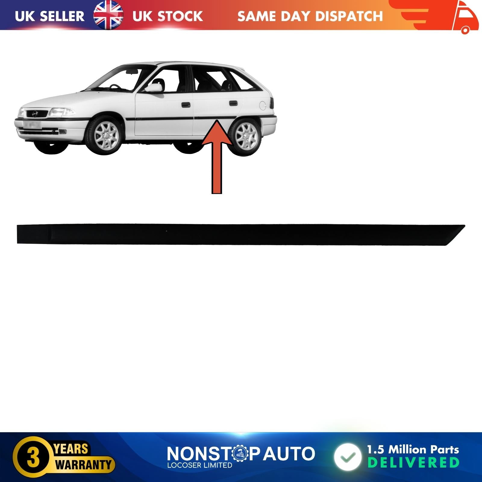 Rear Door Panel Trim Moulding Strap Left Side Vauxhall Opel Astra F 5171531