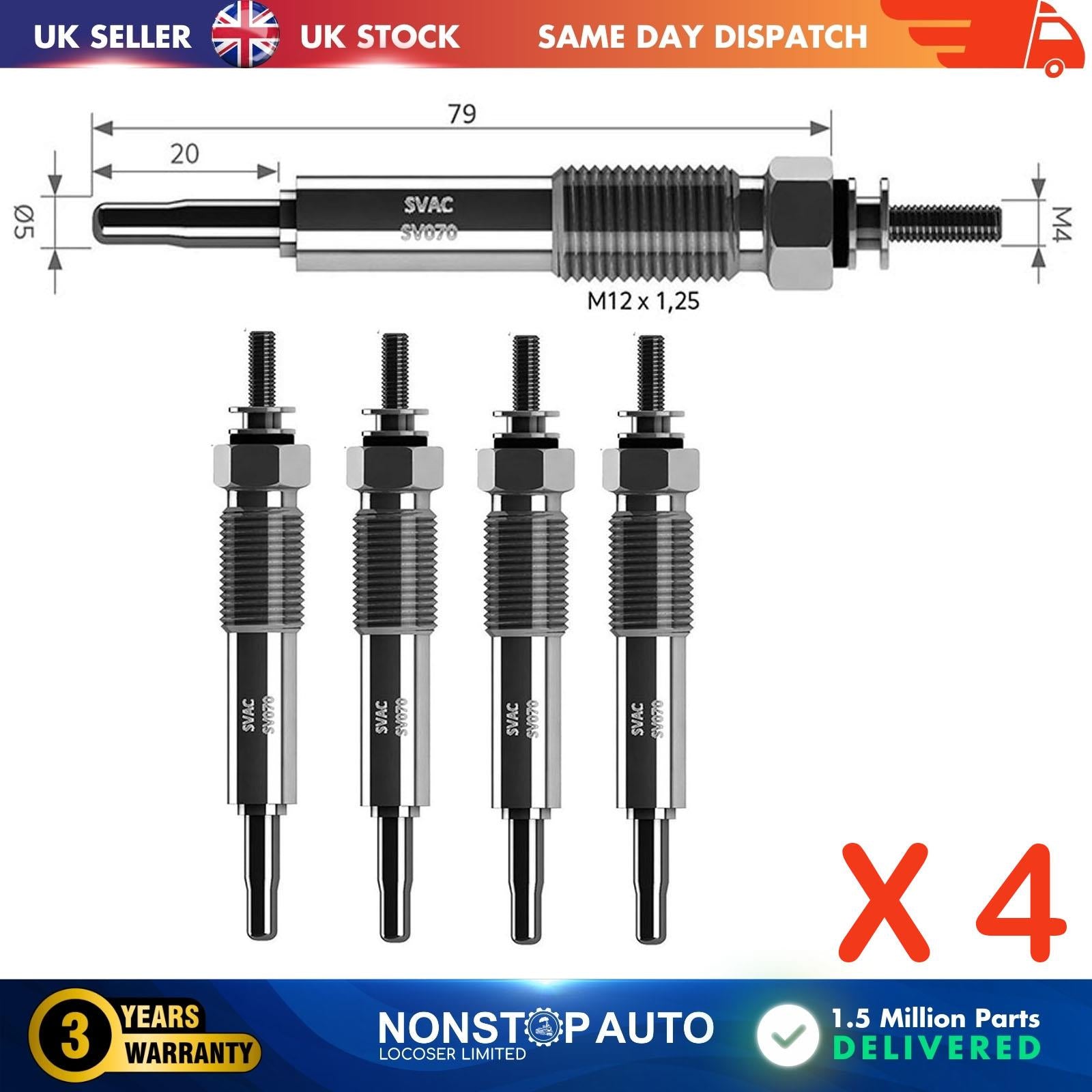 4X Glow Plugs For ROVER 2000-3500 ME017010