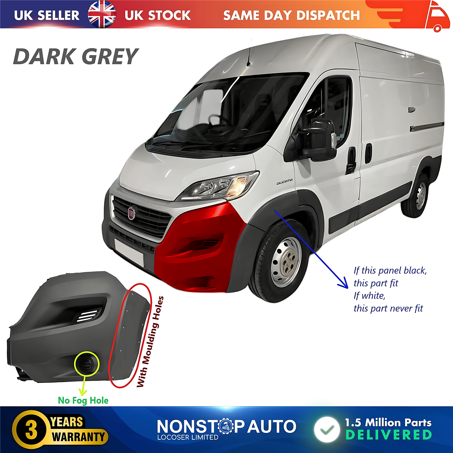 Front Bumper Corner Cap Left No Fog Hole For FIAT Ducato 2014 on 1612473580