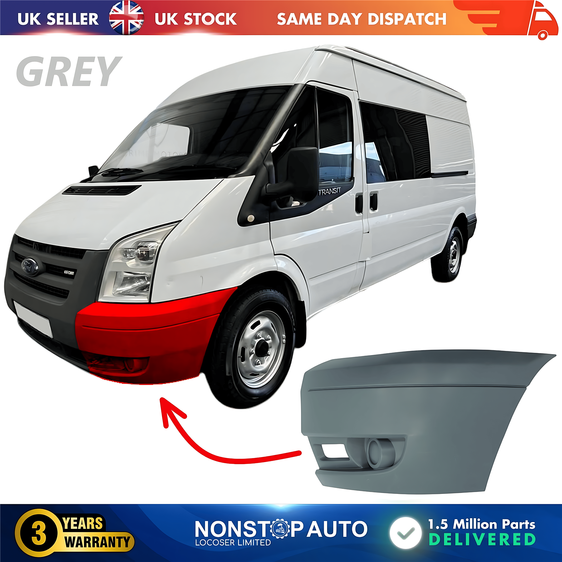 Front Bumper Corner Left No Fog Hole For FORD Transit MK7 2006-2014 1437327