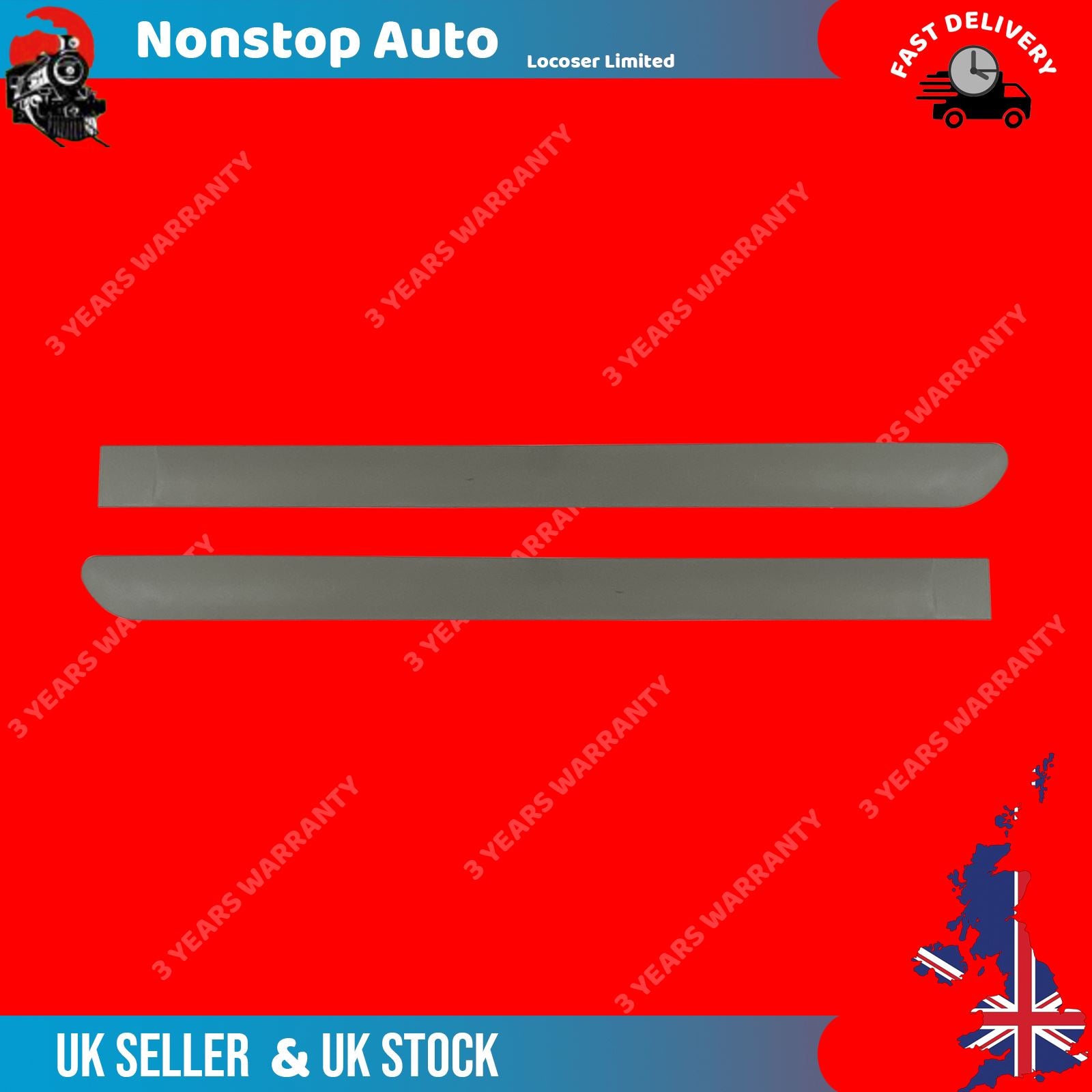 2 X REAR DOOR MOULDING PANEL TRIM STRAP PAINTABLE FITS PEUGEOT 307 8546H8, 8546H7