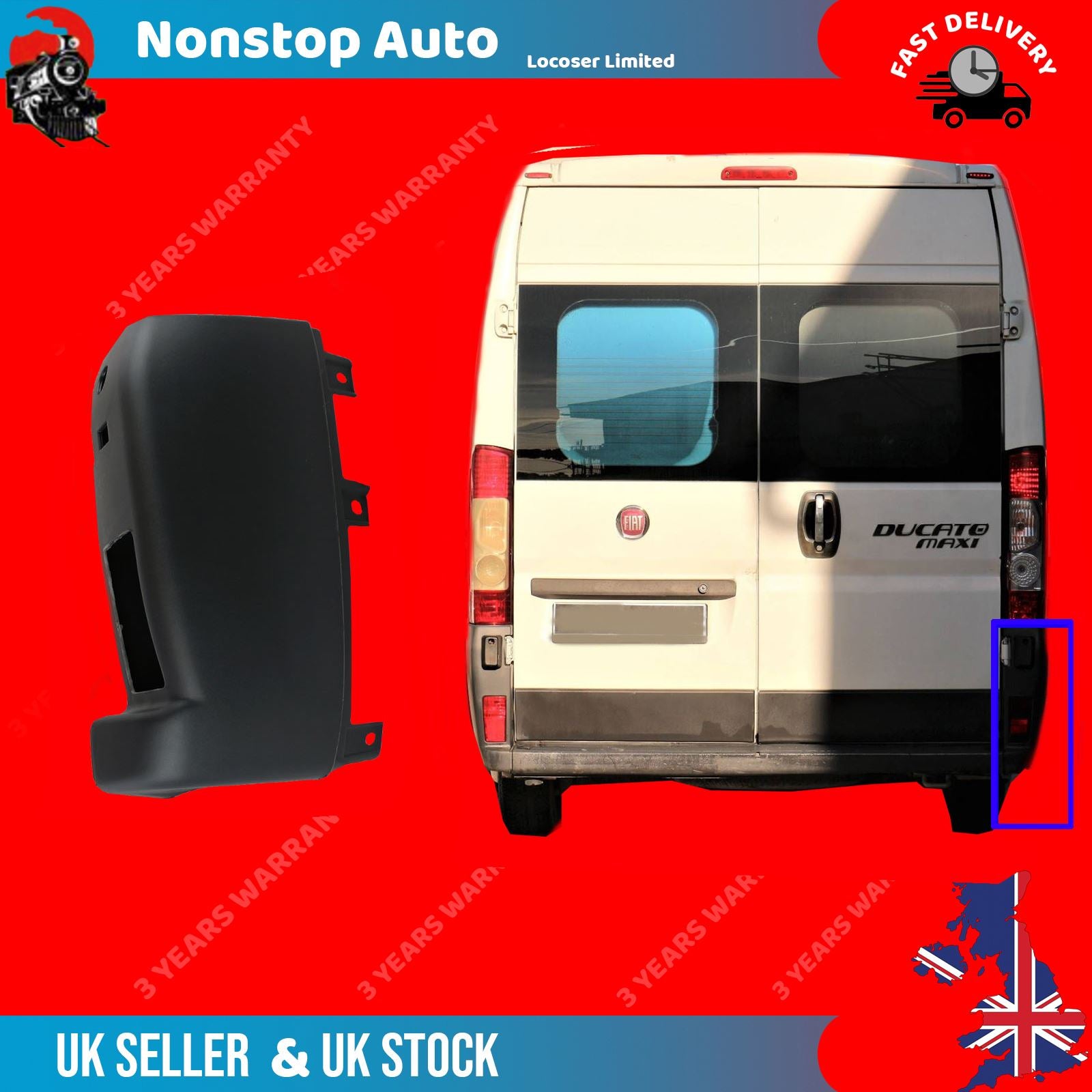 Rear Bumper End Corner Right Side For CITROEN Relay Jumper II FIAT Ducato PEUGEOT Boxer 2006 on 7410CZ, 735431380