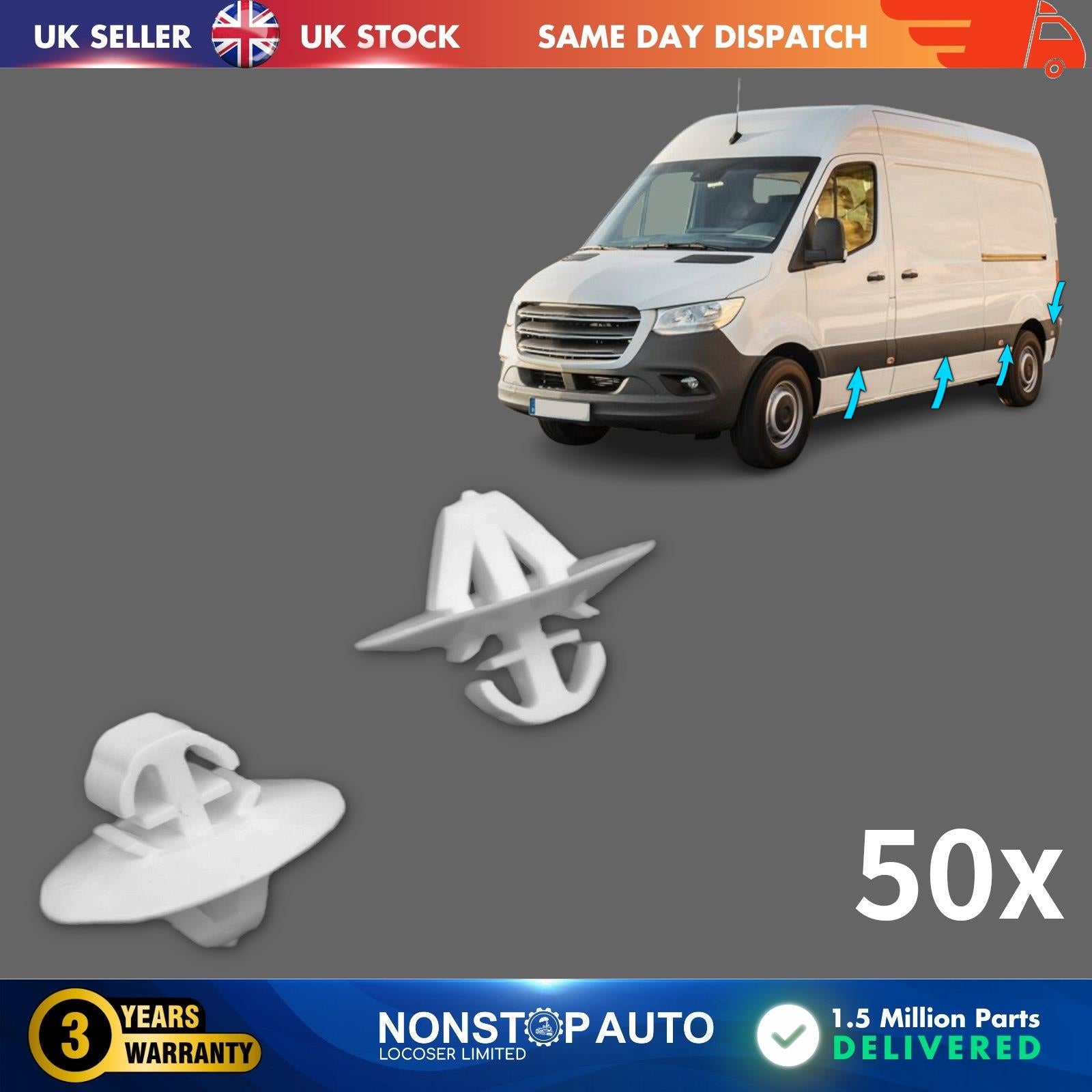 MERCEDES Sprinter VW Crafter SIDE MOULDING TRIM PANEL CLIPS X50 2E1867289C