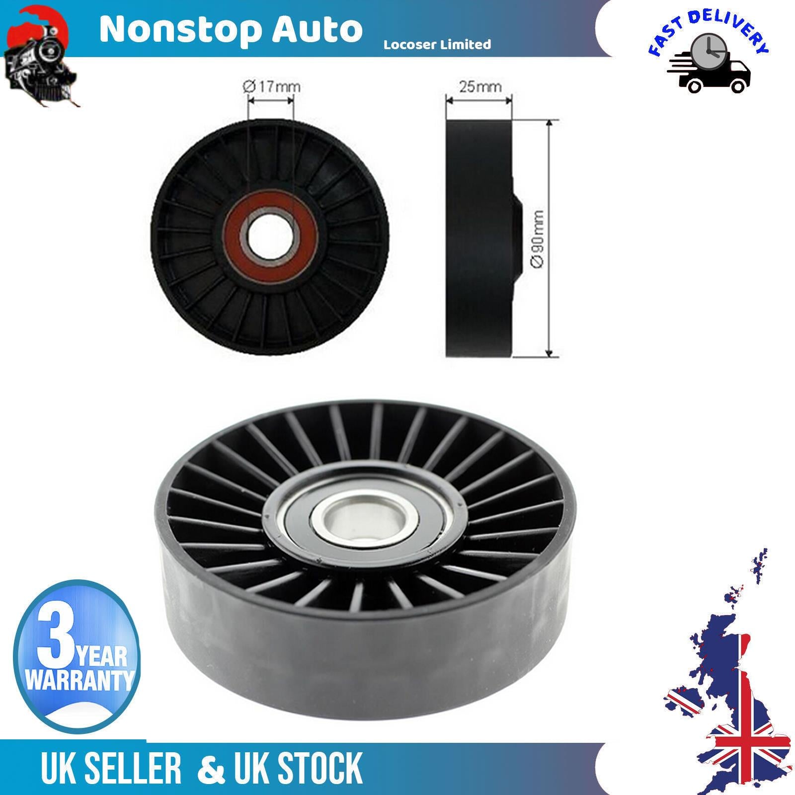 Fan Belt Tensioner Pulley -V- Ribbed Belt Idler  For VAUXHALL Zafira A Astra G