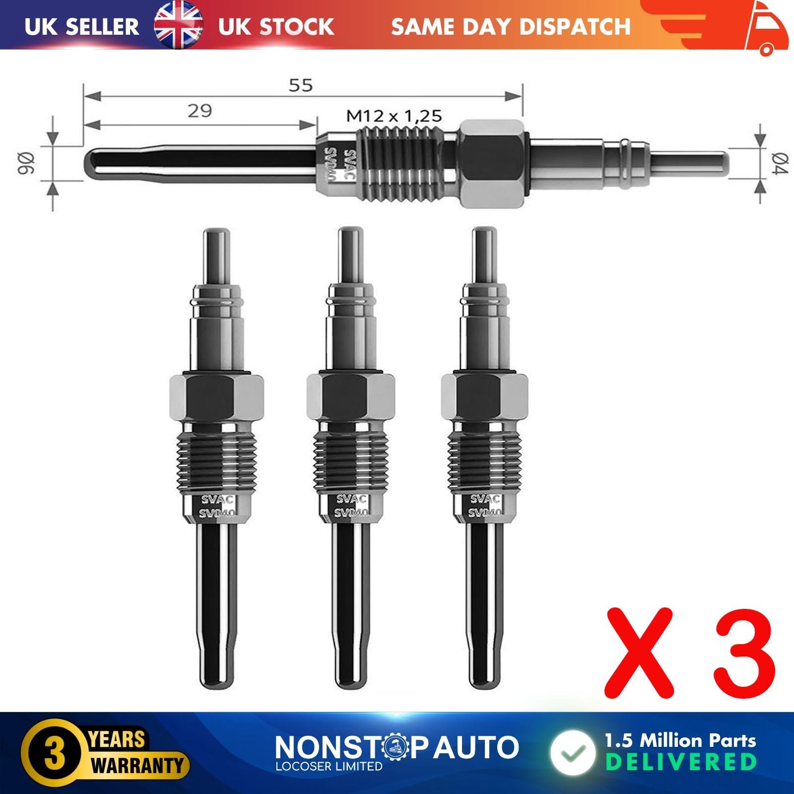3X Glow Plugs For ALFA ROMEO 145 146 147 156 166 1.9 2.4 JTD 71713981
