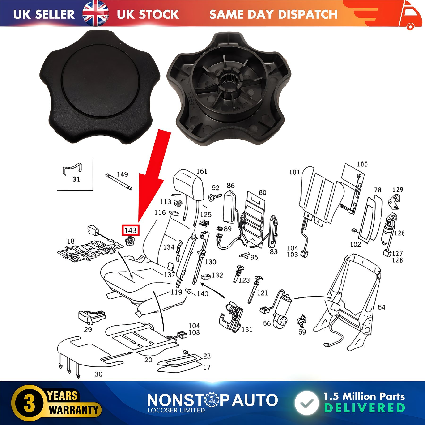Handwheel Backrest Seat Adjuster Wheel For MERCEDES W202 W210 A2029180026