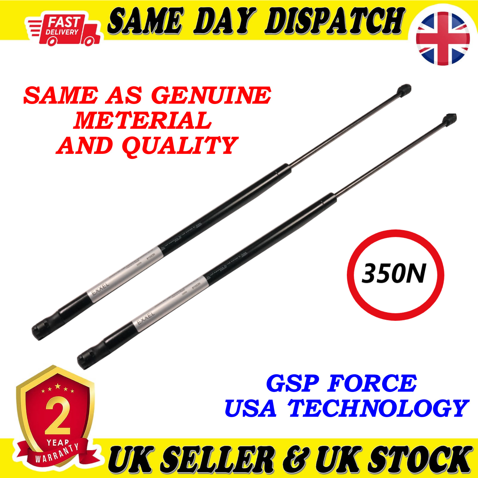 2X TAILGATE BOOT GAS STRUTS 350 Newton FOR VW PASSAT B VI 3C0823359