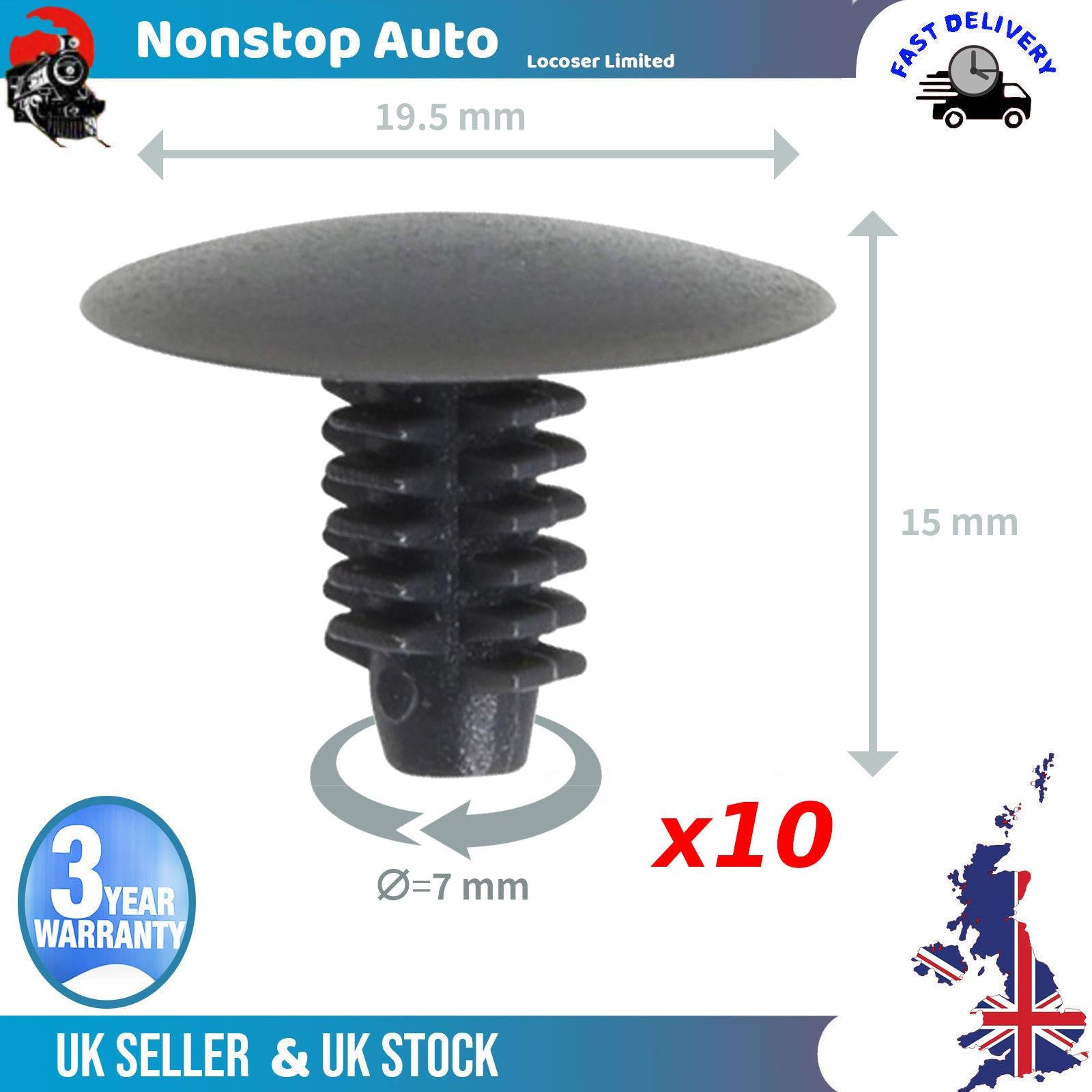 10X For Mercedes Renault Citroen Interior Moulding Panel Trim Clips 19.5x15x7 mm