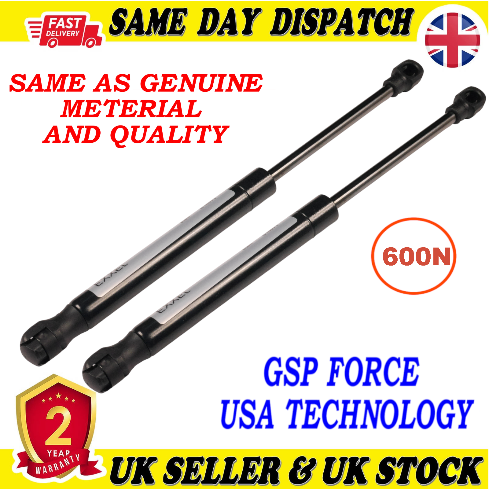 2X TAILGATE BOOT GAS STRUTS 600 Newton FOR SEAT CORDOBA  6L5827550B