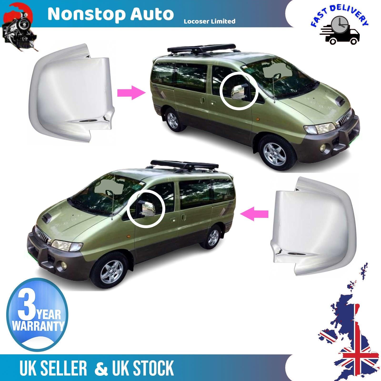 Wing Mirror Covers Caps Chrome Left And Right Side For HYUNDAI Starex 1997-2007