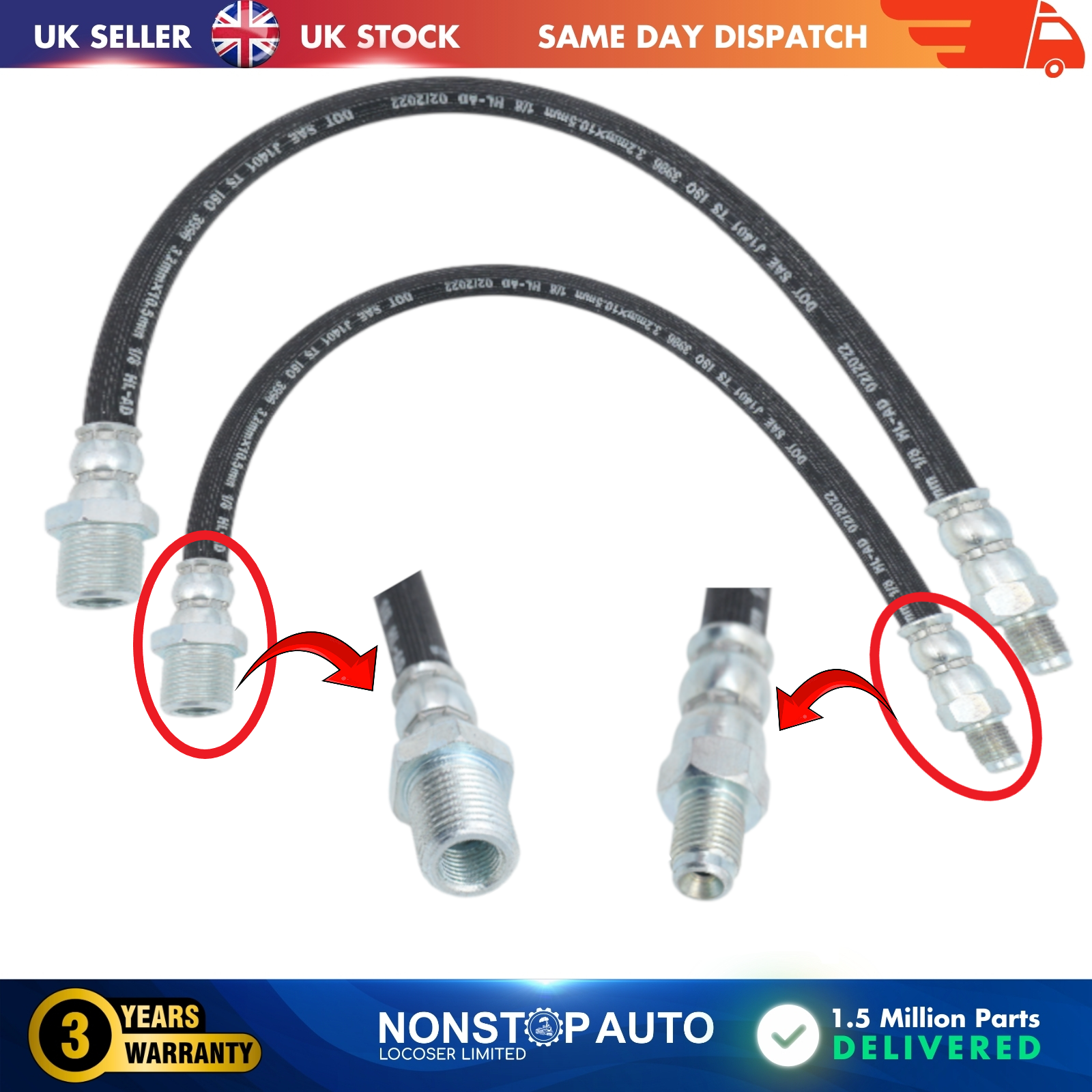 2X Rear Brake Hose Pipe For IVECO DAILY I II 93807934
