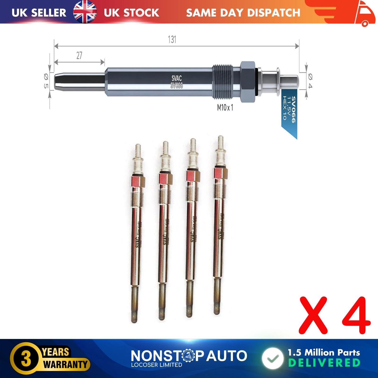 4X Glow Plugs For CHRYSLER PT Cruiser 2.2 CRD 05080046AA