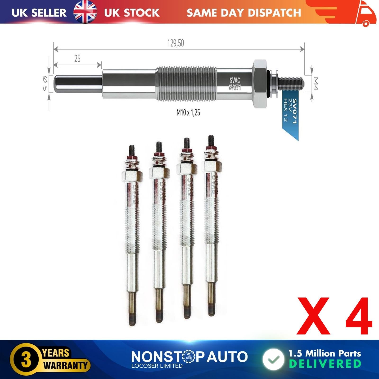 4X Glow Plugs For JAGUAR E-Type Convertible 3.8 4.2 ME007649