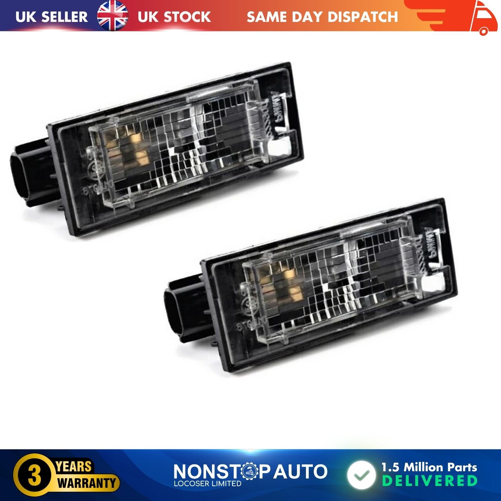 2X NUMBER PLATE LIGHT FOR DACIA LOGAN SANDERO II FIAT TALENTO MERCEDES CITAN NISSAN INTERSTAR NV 400 VAUXHALL MOVANO SMART FORFOUR FORTWO RENAULT TWINGO II MEGANE II LAGUNA II KANGOO KADJAR CLIO III IV  8200480127