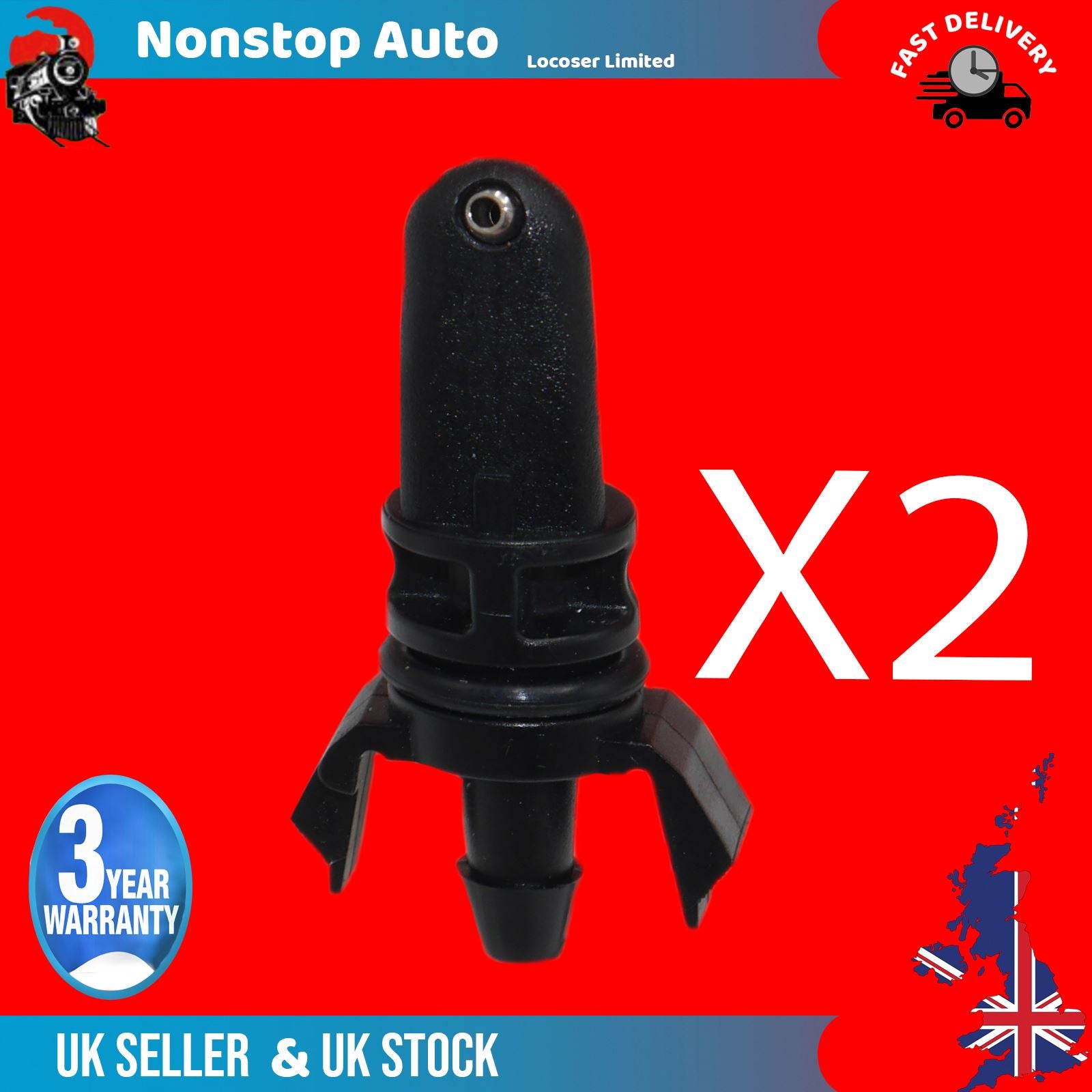 2X Rear Windscreen  Washer Jet Nozzle Spray Fits Dacia Lodgy Dokker 8200107563