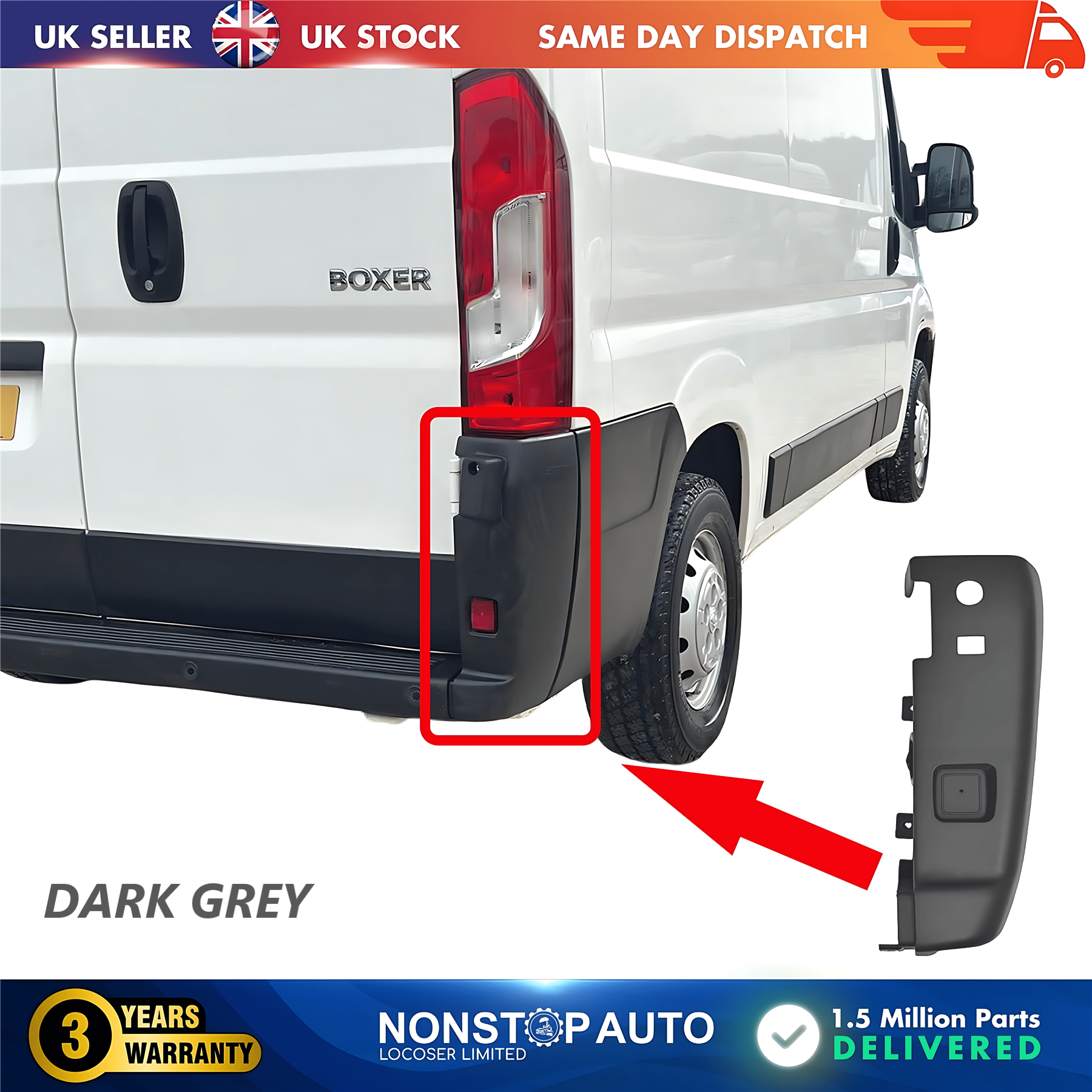 Rear Bumper Corner End Right For CITROEN Relay PEUGEOT Boxer FIAT Ducato 2006 on 7410AN