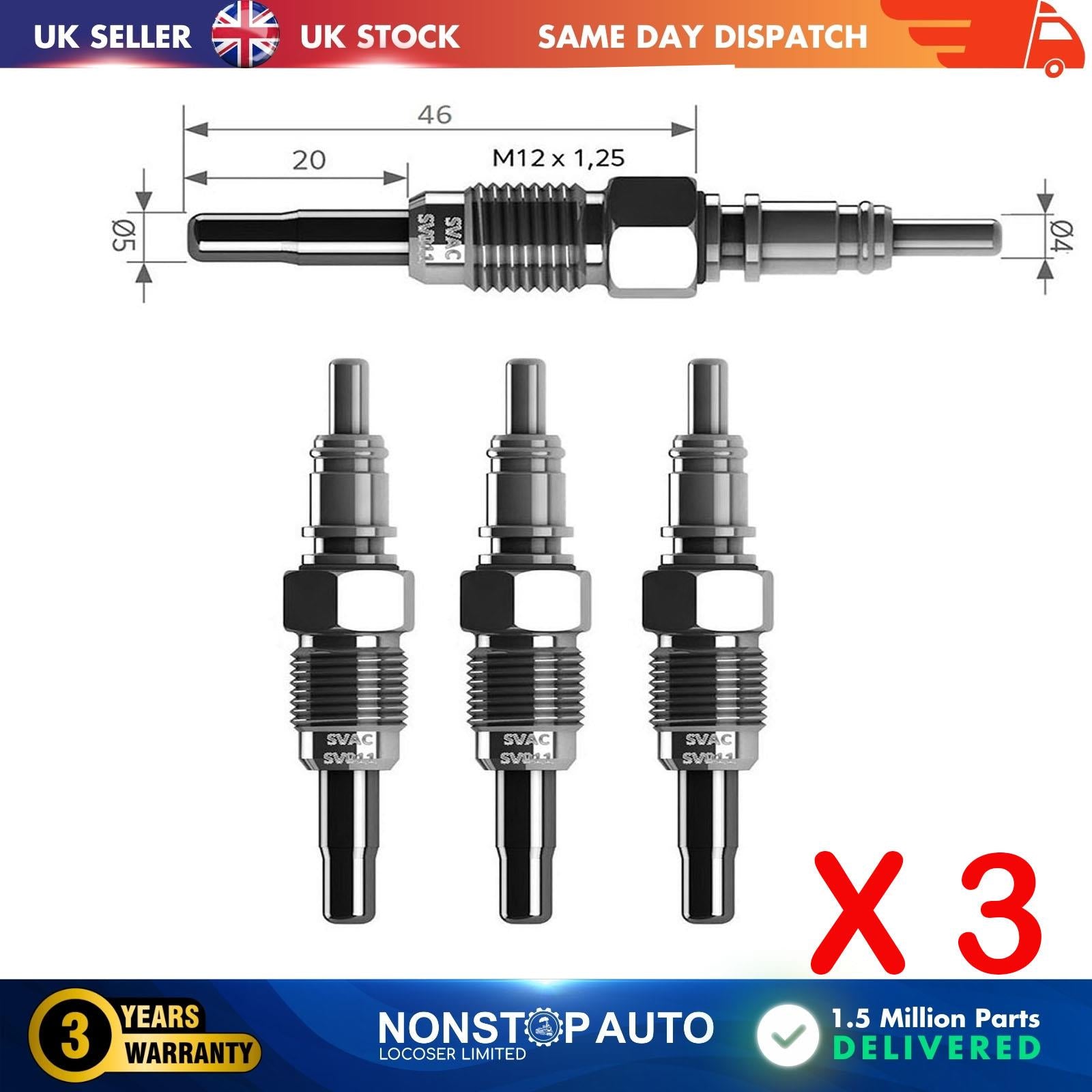 3X Glow Plugs For SKODA Fabia I Octavia I N10302102