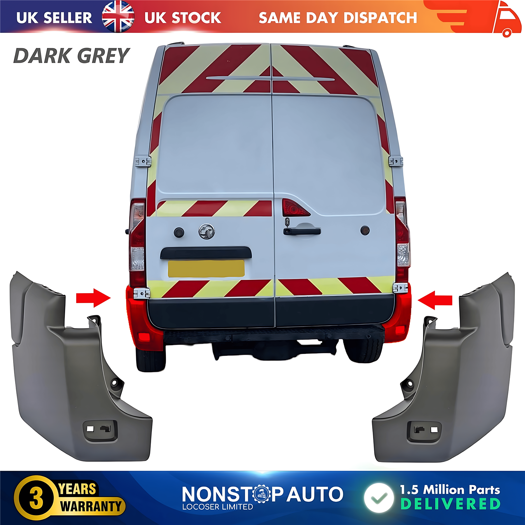 2X Rear Bumper Corner End R+L For VAUXHALL Movano B 2009 on 851210001R 851200001R